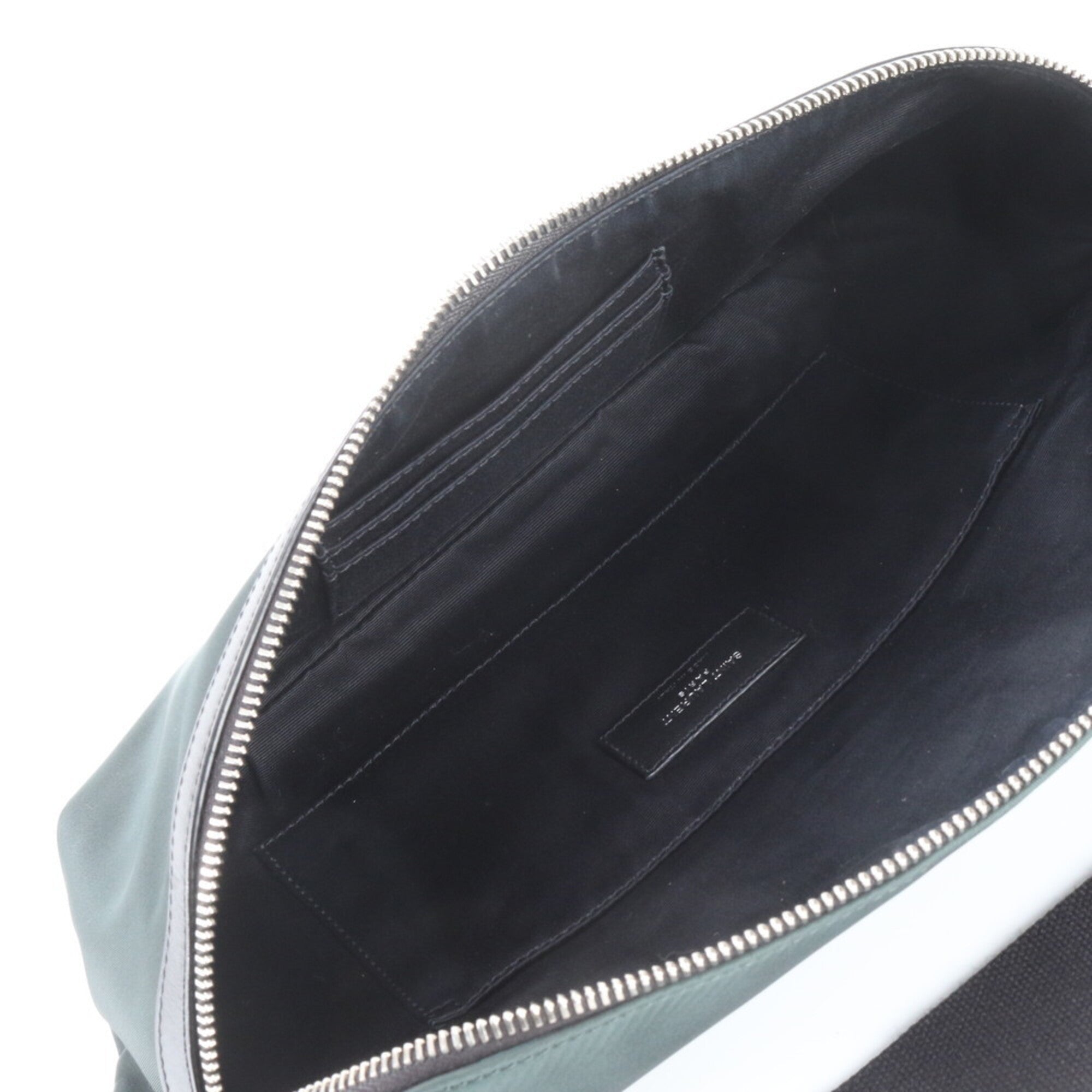 Saint Laurent Black Green Khaki Leather Nylon Pouch Shoulder Bag Sling Bag (Pre-Owned)