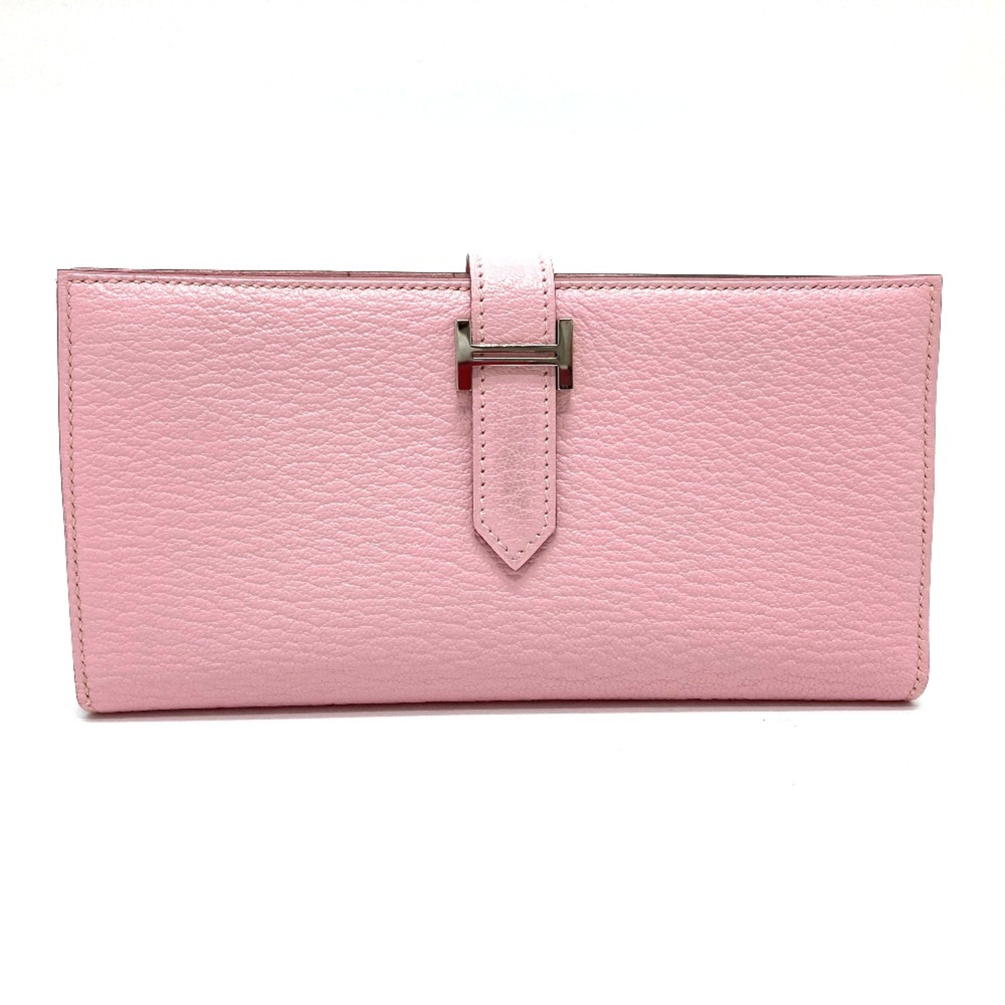 Hermes Pink Leather Long Wallet (Bi-Fold) (Pre-Owned)