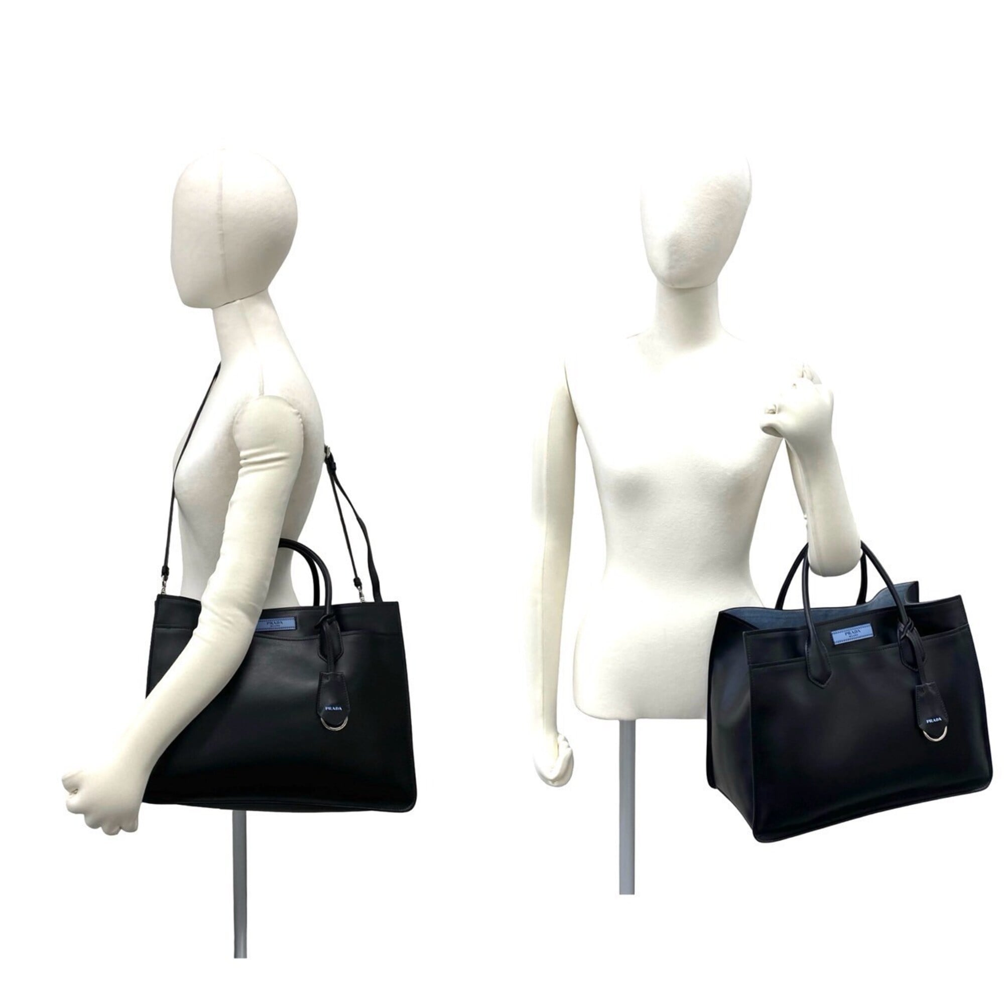 Prada Black Leather Handbag Pouch Shoulder Bag Tote Bag (Pre-Owned)