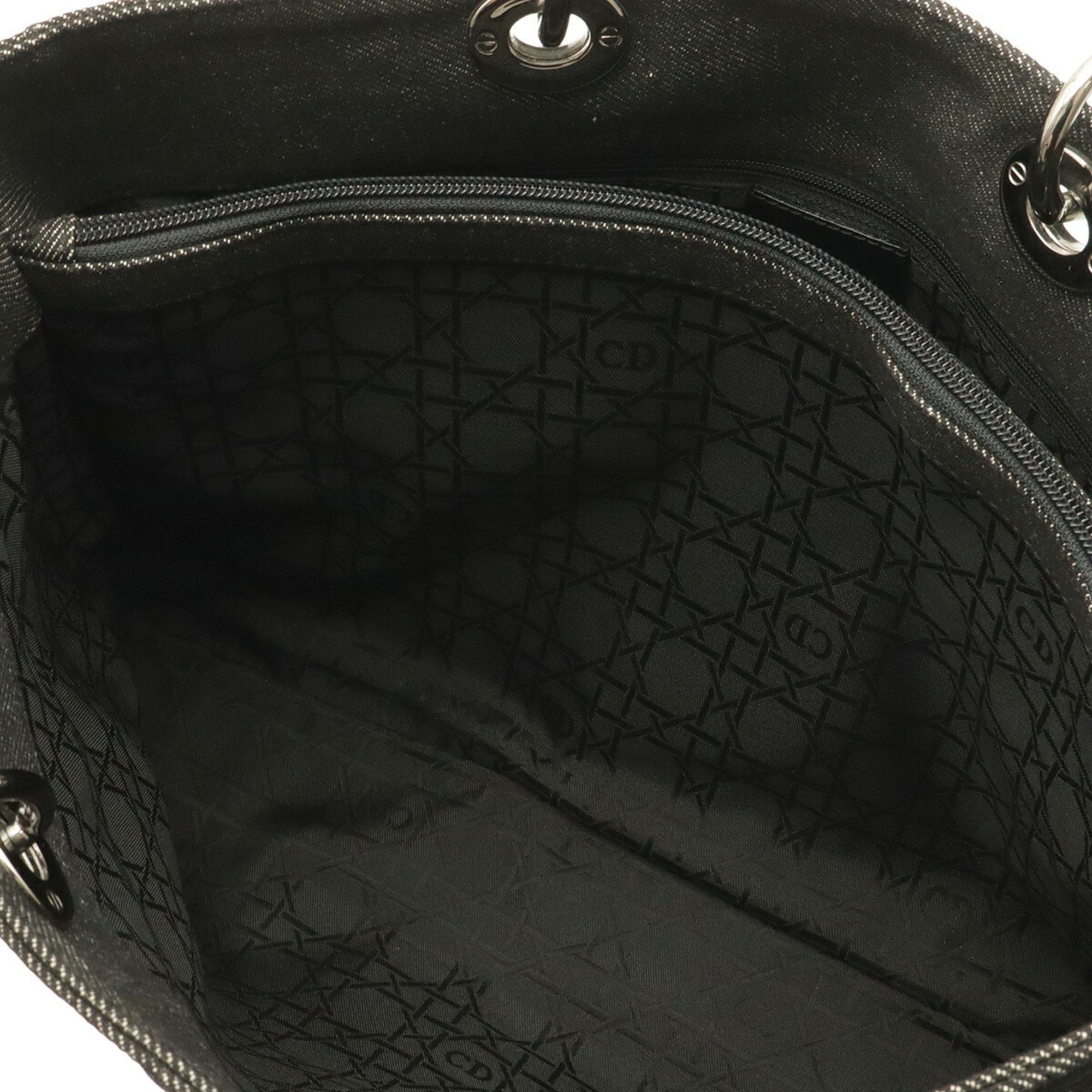 Christian Dior Black Denim Plastic Shoulder Bag Tote Bag (Pre-Owned)