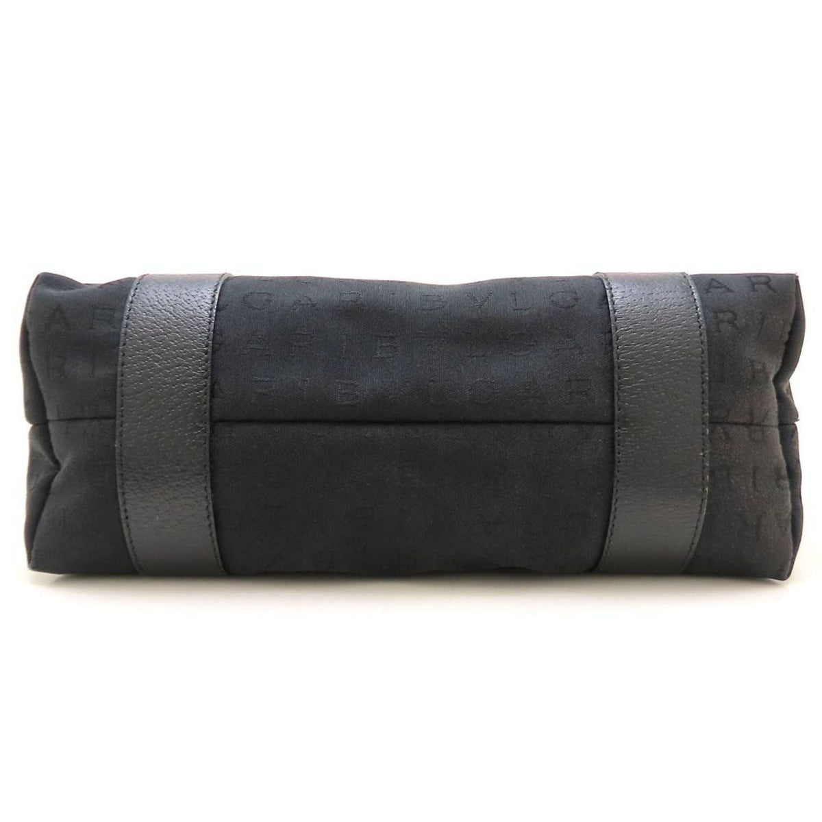 Bvlgari Black Canvas Leather Handbag Tote Bag (Pre-Owned)
