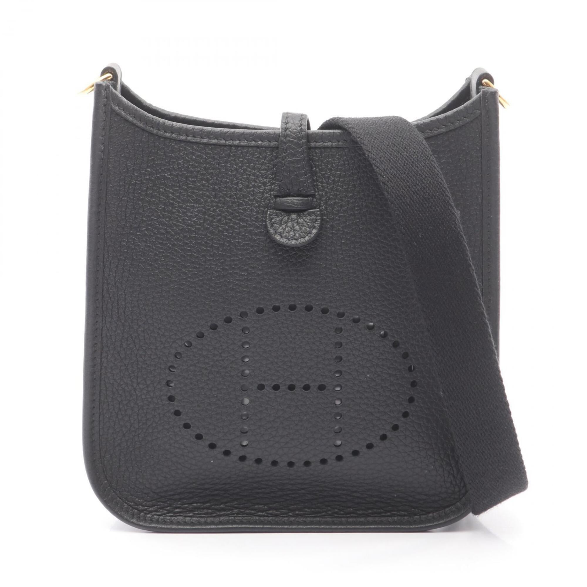 Hermes Mini Black Taurillon Clemence Leather Leather Handbag Shoulder Bag (Pre-Owned)