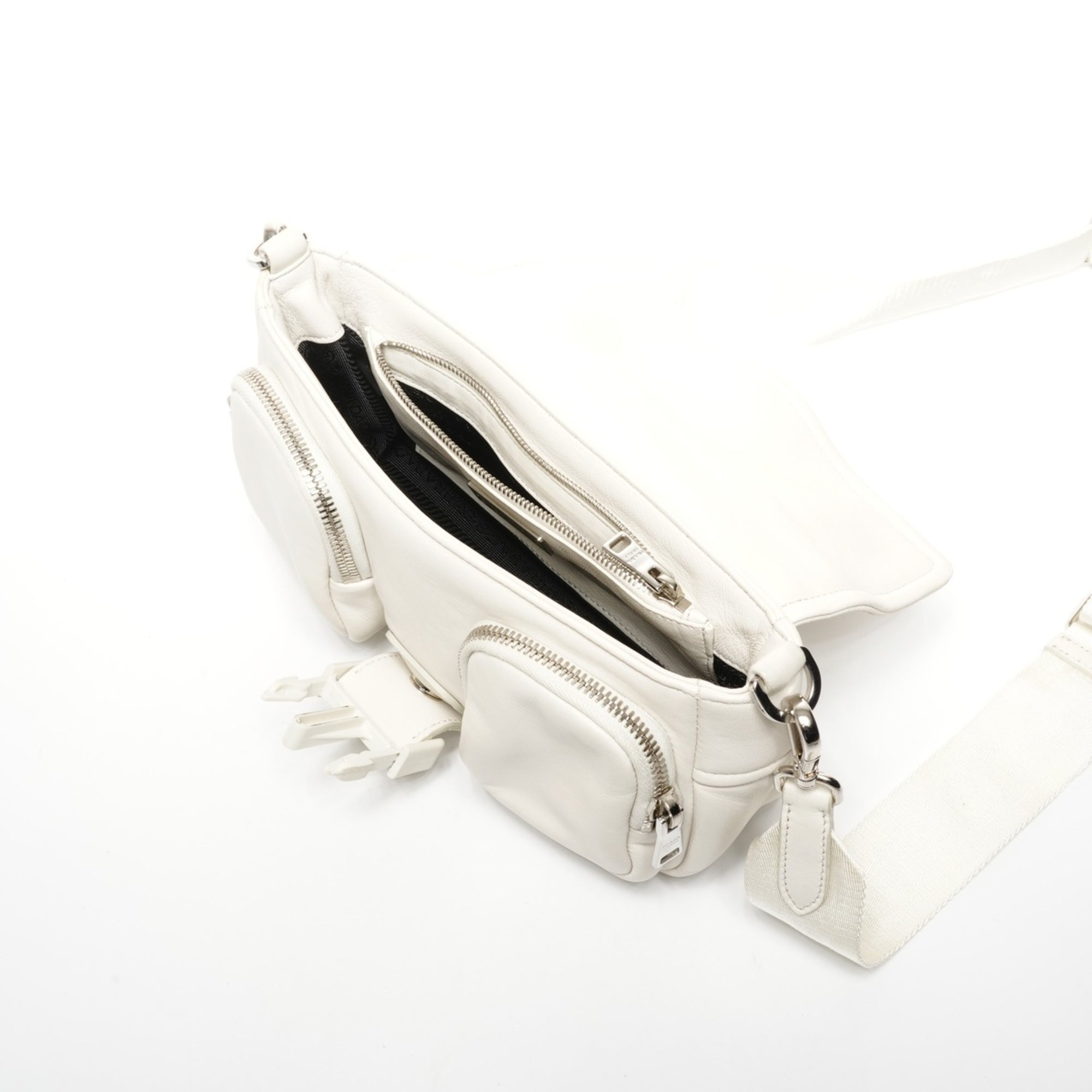 Prada White Nappa Leather Shoulder Bag (Pre-Owned)