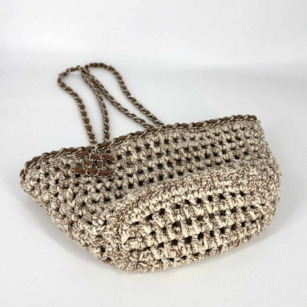 Chanel Beige Brown Shopping Bag Shoulder Bag Tote Bag (Pre-Owned)