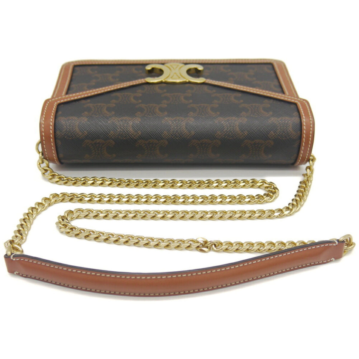Celine Brown Canvas Leather Shoulder Bag (Pre-Owned)