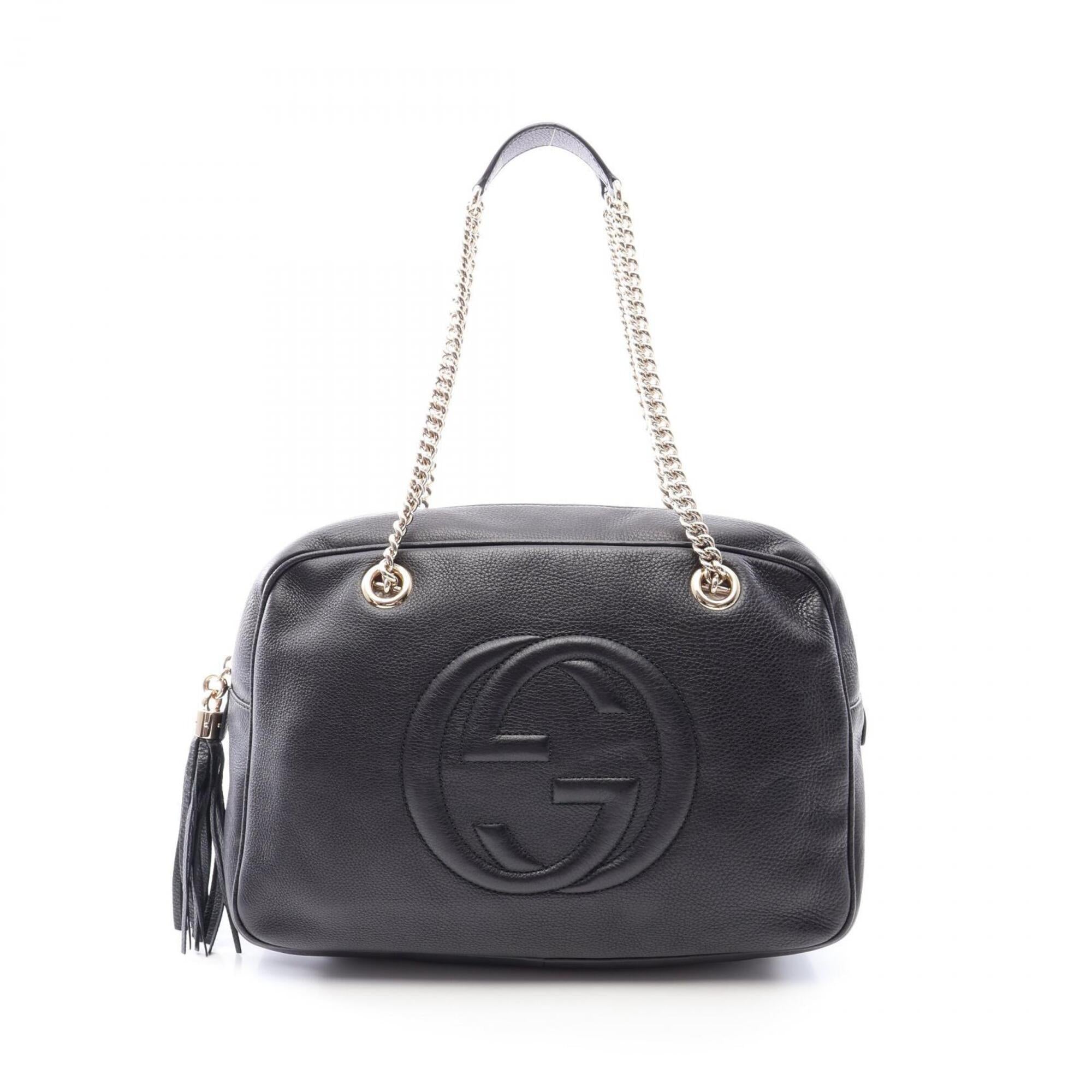 Gucci Soho Black Leather Handbag Shoulder Bag (Pre-Owned)