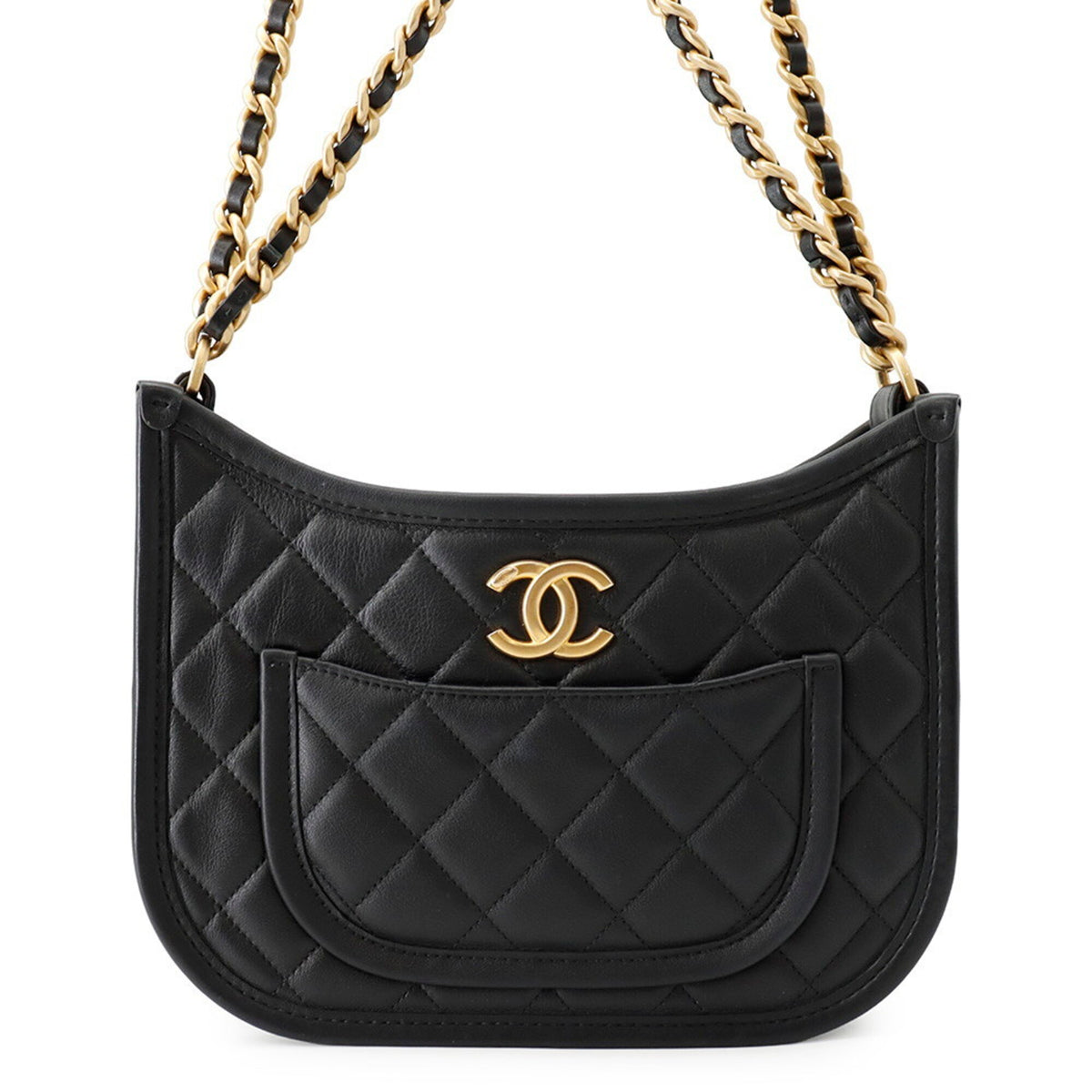 Chanel Matelasse Black Leather Handbag Shoulder Bag (Pre-Owned)