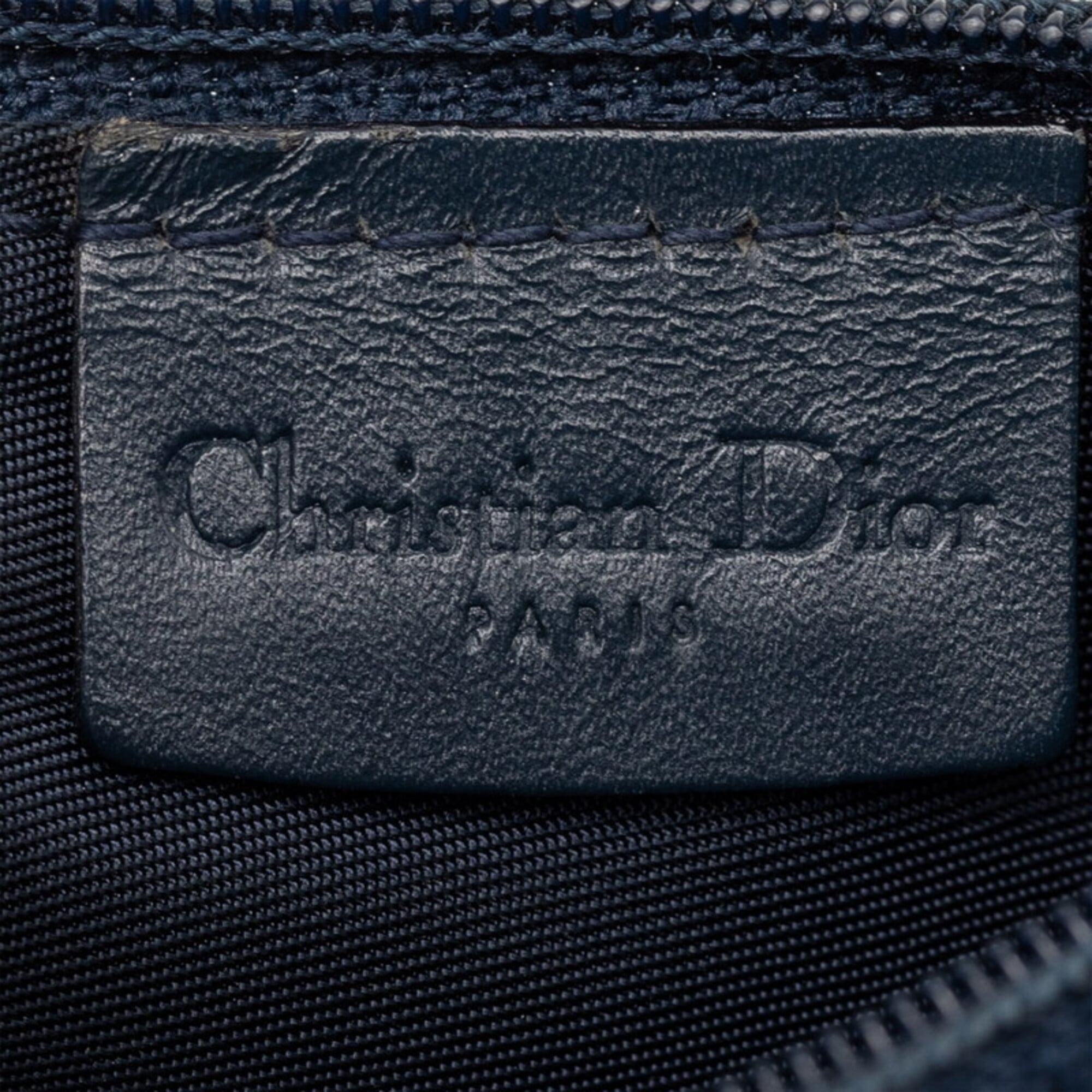 Christian Dior Navy Canvas Leather Handbag Pouch (Pre-Owned)