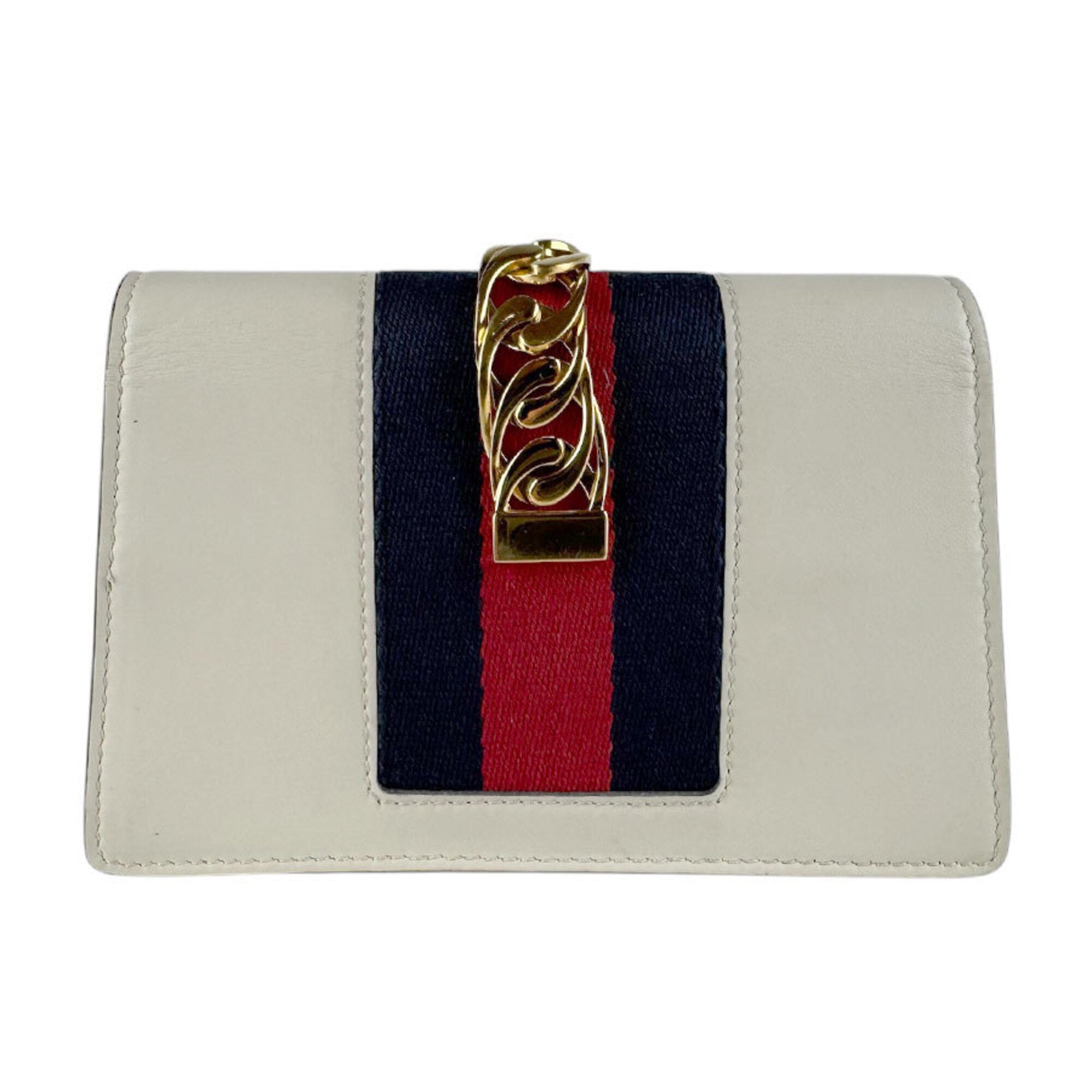 Gucci Gold Ivory Leather Metal Shoulder Bag (Pre-Owned)