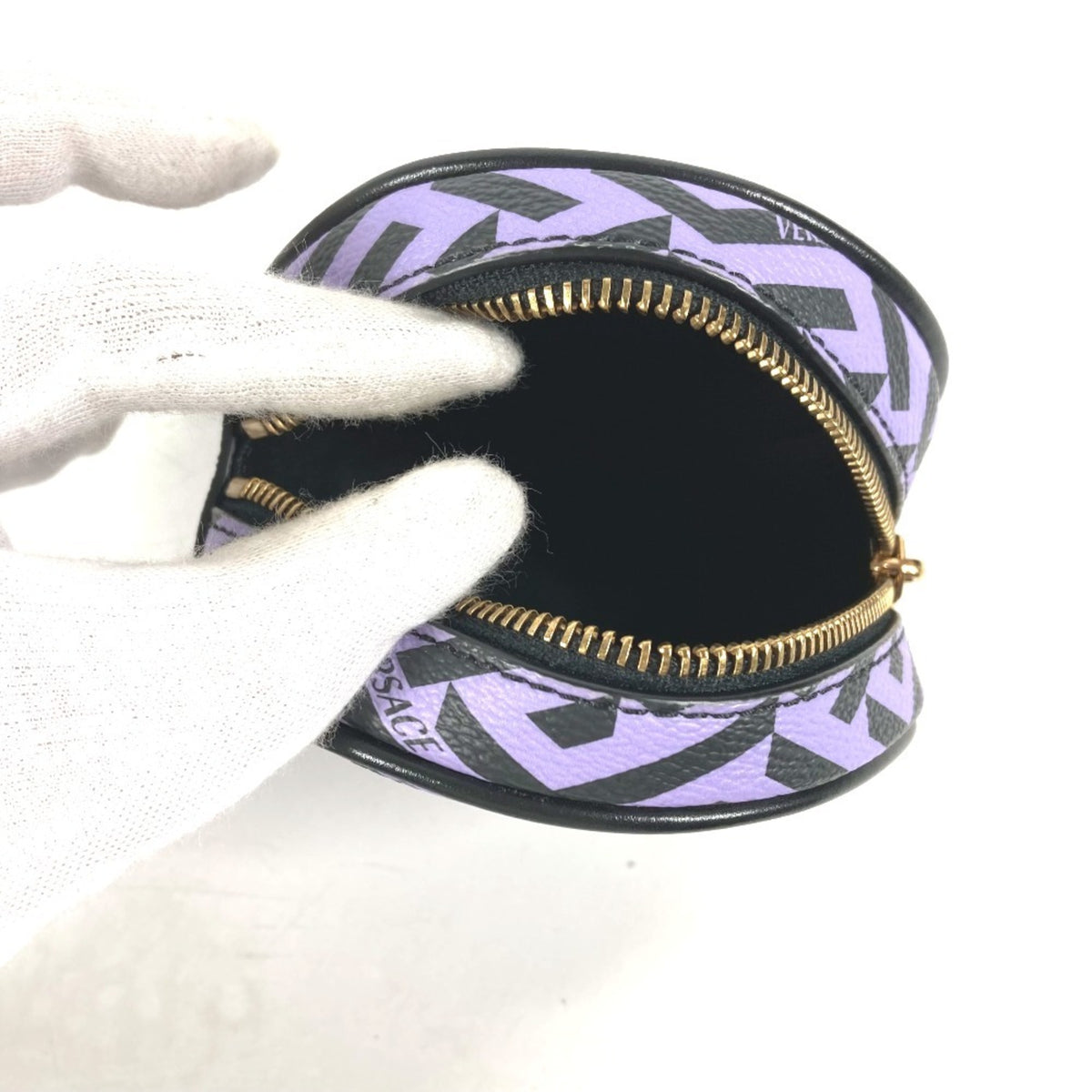 Versace Black Purple Leather Pouch (Pre-Owned)