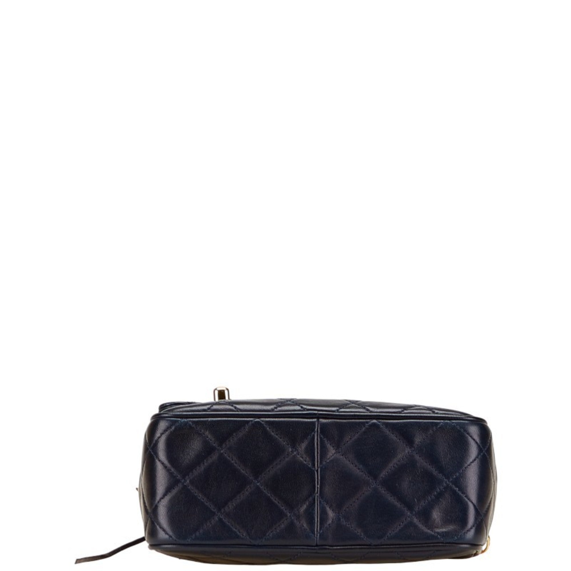 Chanel Matelasse Navy Leather Shoulder Bag (Pre-Owned)
