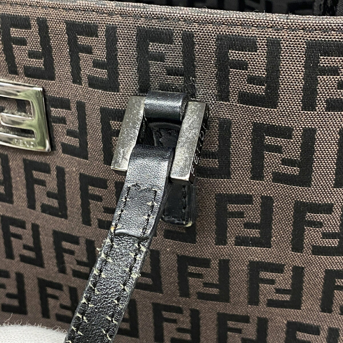 Fendi Dark Brown Nylon Canvas Tote Bag (Pre-Owned)