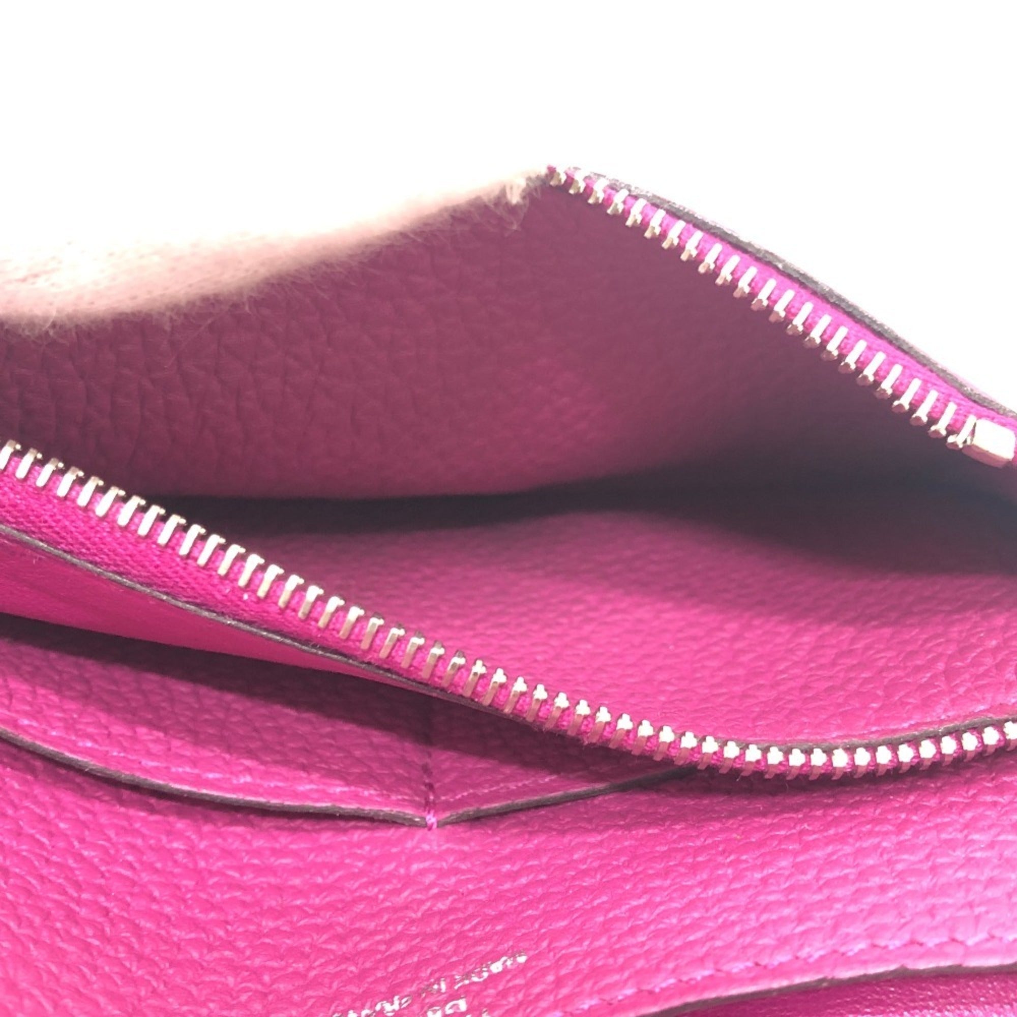 Hermes Rose Purple Taurillon Clemence Leather Card Wallet (Pre-Owned)