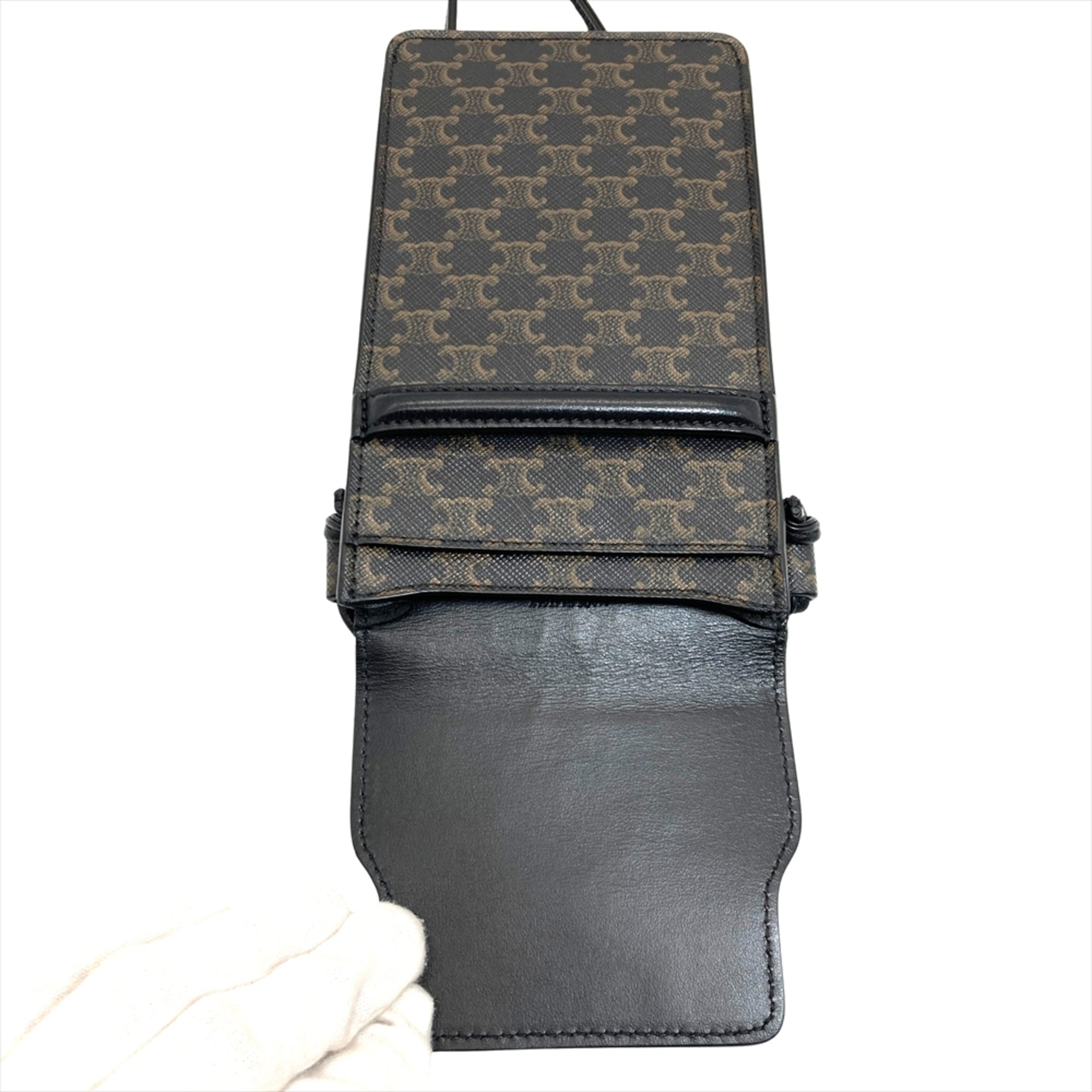 Celine Black Canvas Leather Pouch Shoulder Bag (Pre-Owned)
