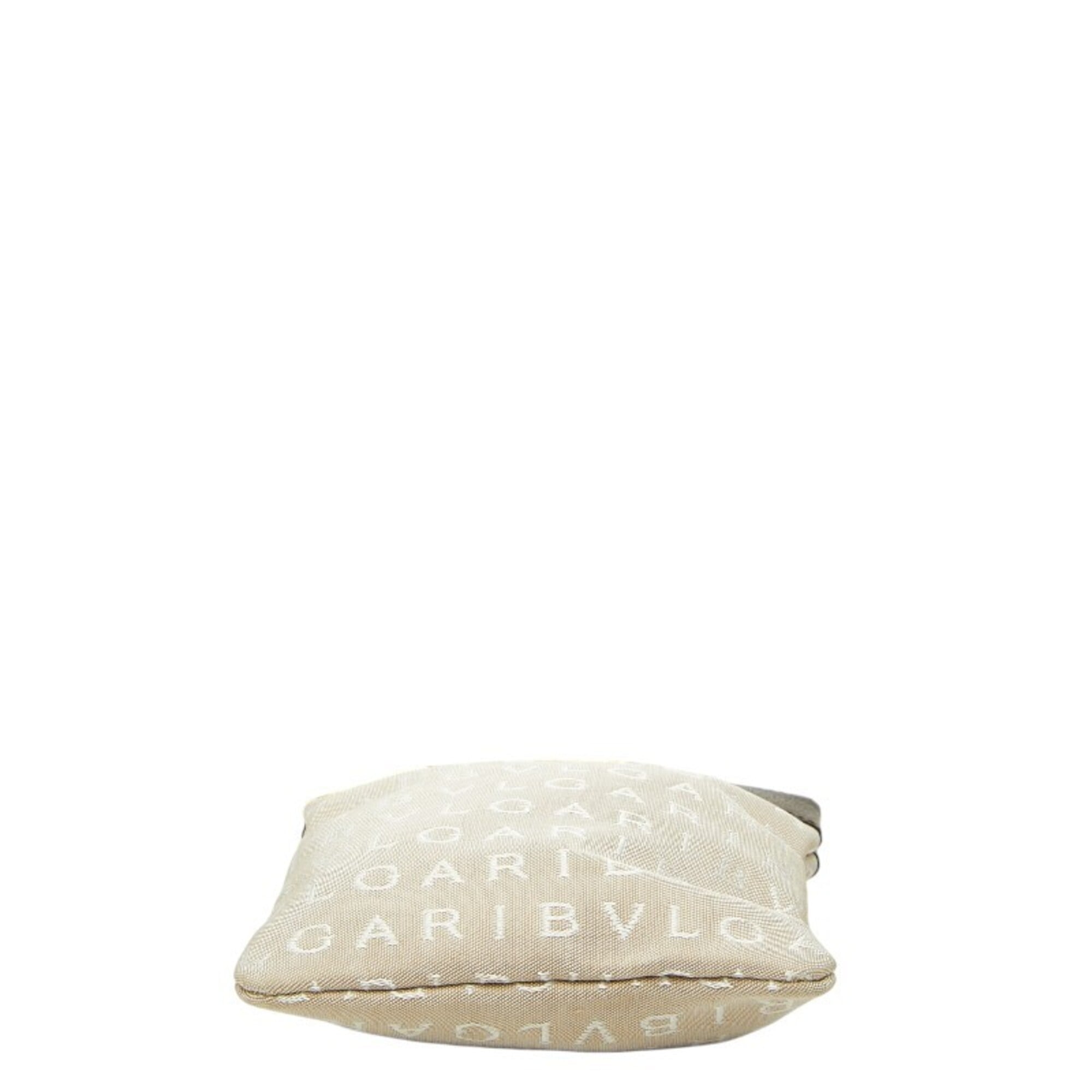 Bvlgari Beige Brown Canvas Leather Shoulder Bag (Pre-Owned)