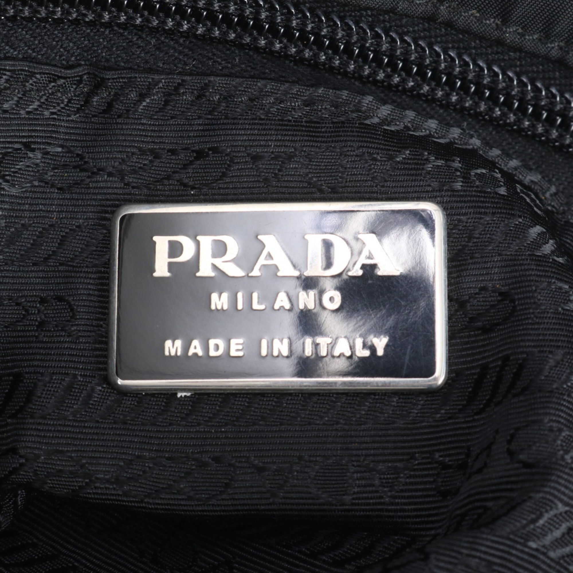 Prada Black Nylon Leather Handbag Tote Bag (Pre-Owned)
