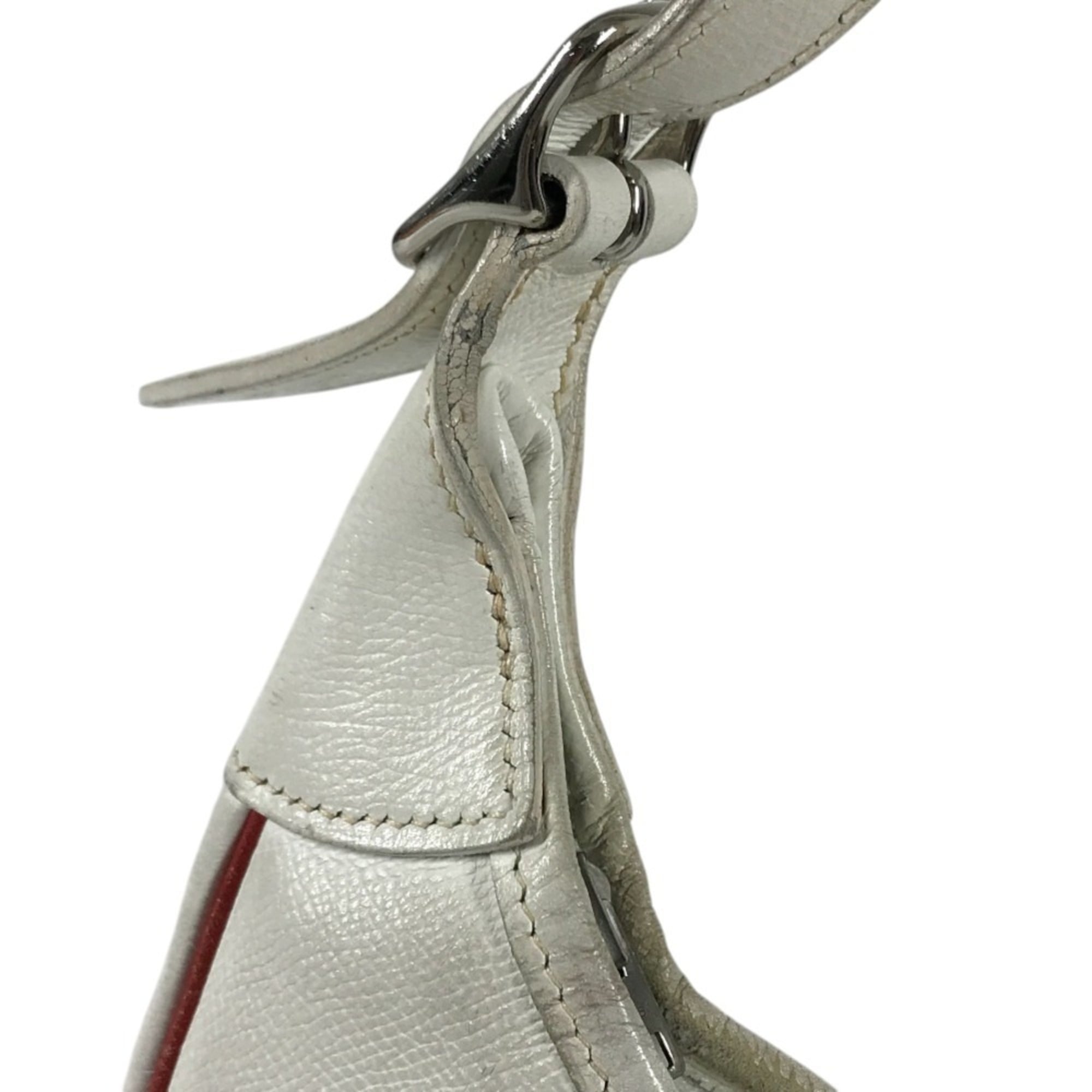 Hermes Red Color White Leather Shoulder Bag Tote Bag (Pre-Owned)