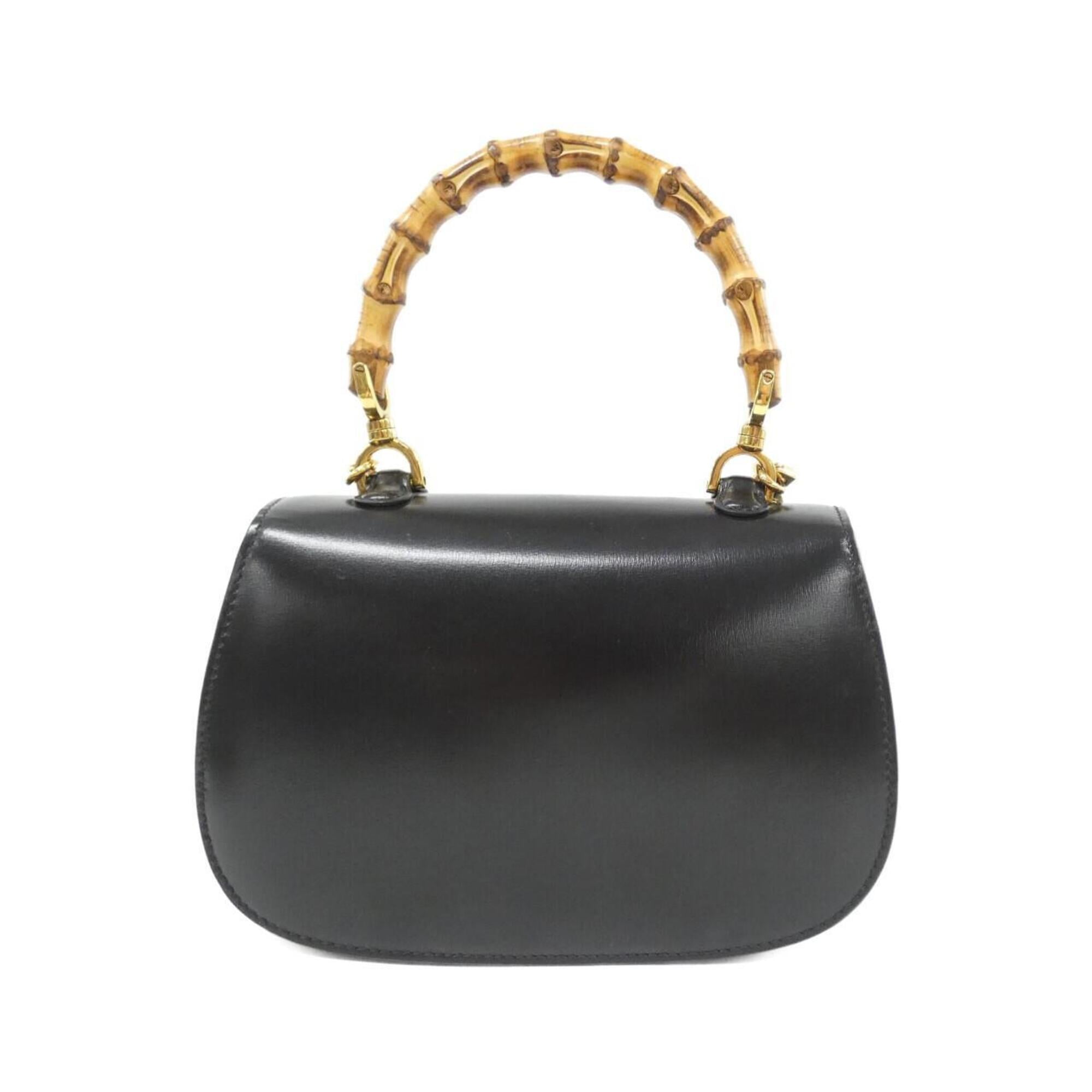 Gucci Bamboo Black Leather Handbag (Pre-Owned)