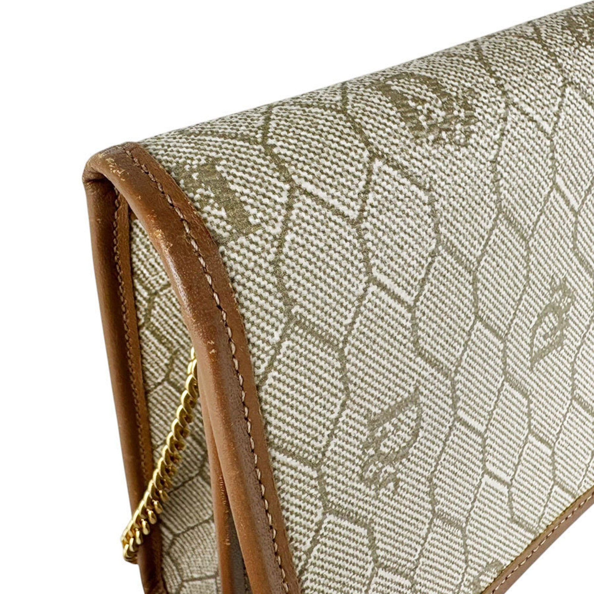Christian Dior Brown Coated Canvas Leather Shoulder Bag (Pre-Owned)