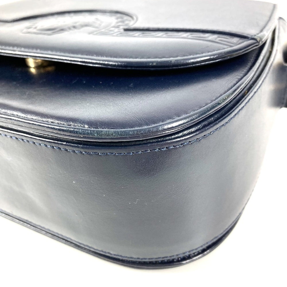 Versace Navy Leather Shoulder Bag (Pre-Owned)