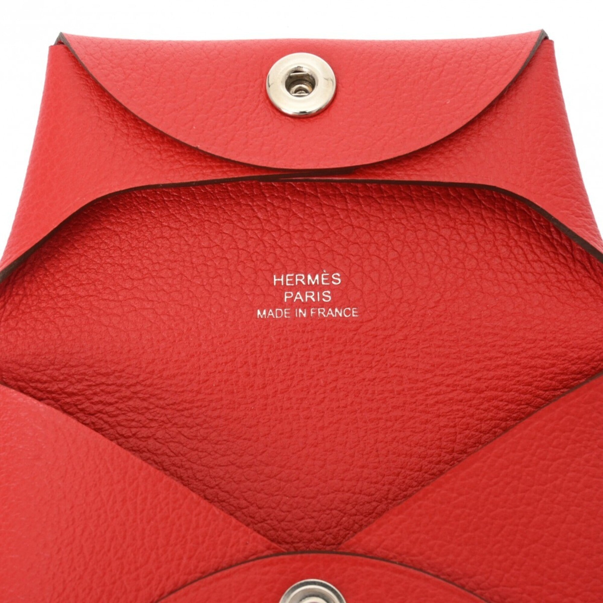 Hermes Red Color Evercalf Leather Coin Purse/Coin Case (Pre-Owned)
