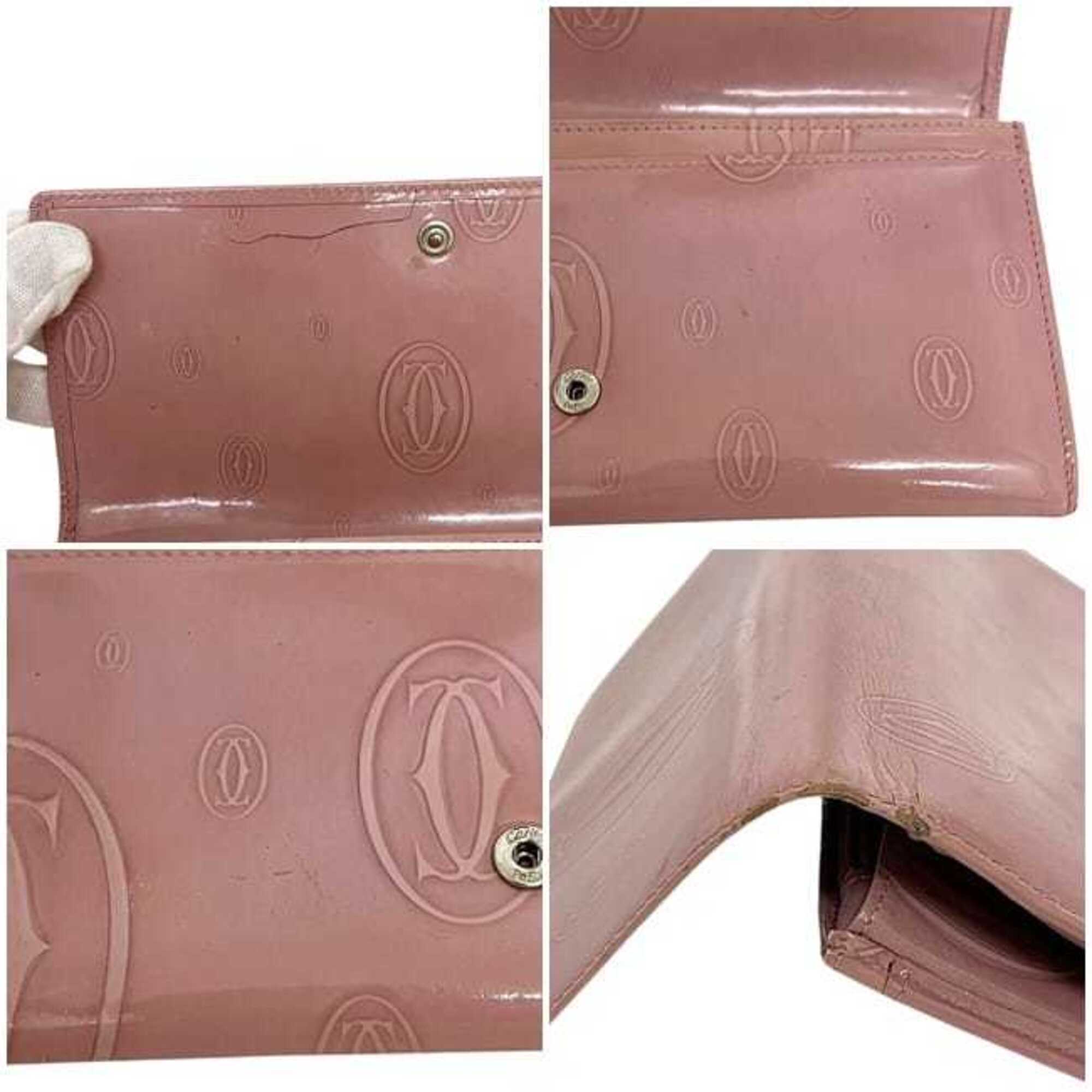 Cartier Happy Birthday Pink Leather Long Wallet (Bi-Fold) (Pre-Owned)