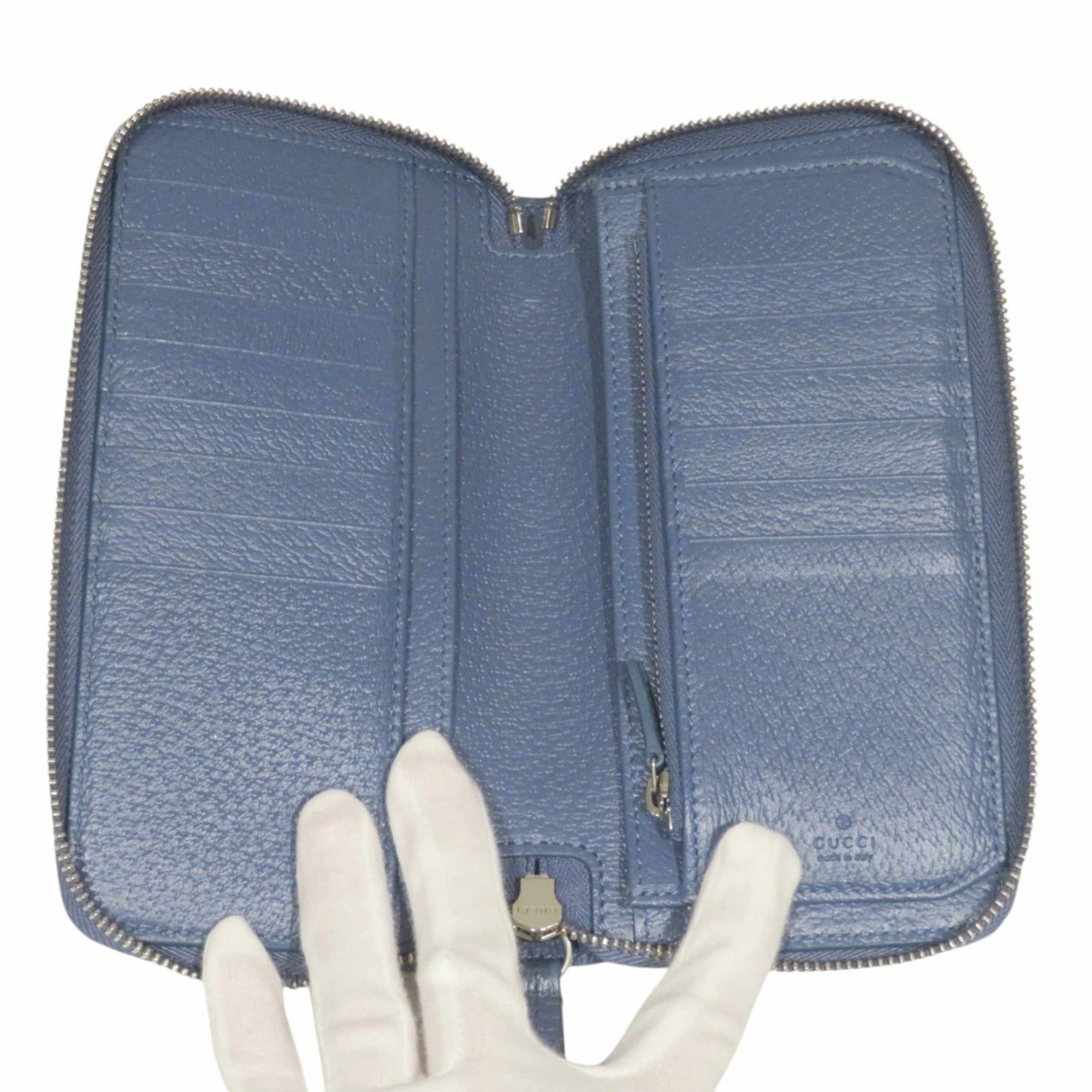 Gucci Gg Supreme Black Blue Gg Supreme Long Wallet (Bi-Fold) (Pre-Owned)