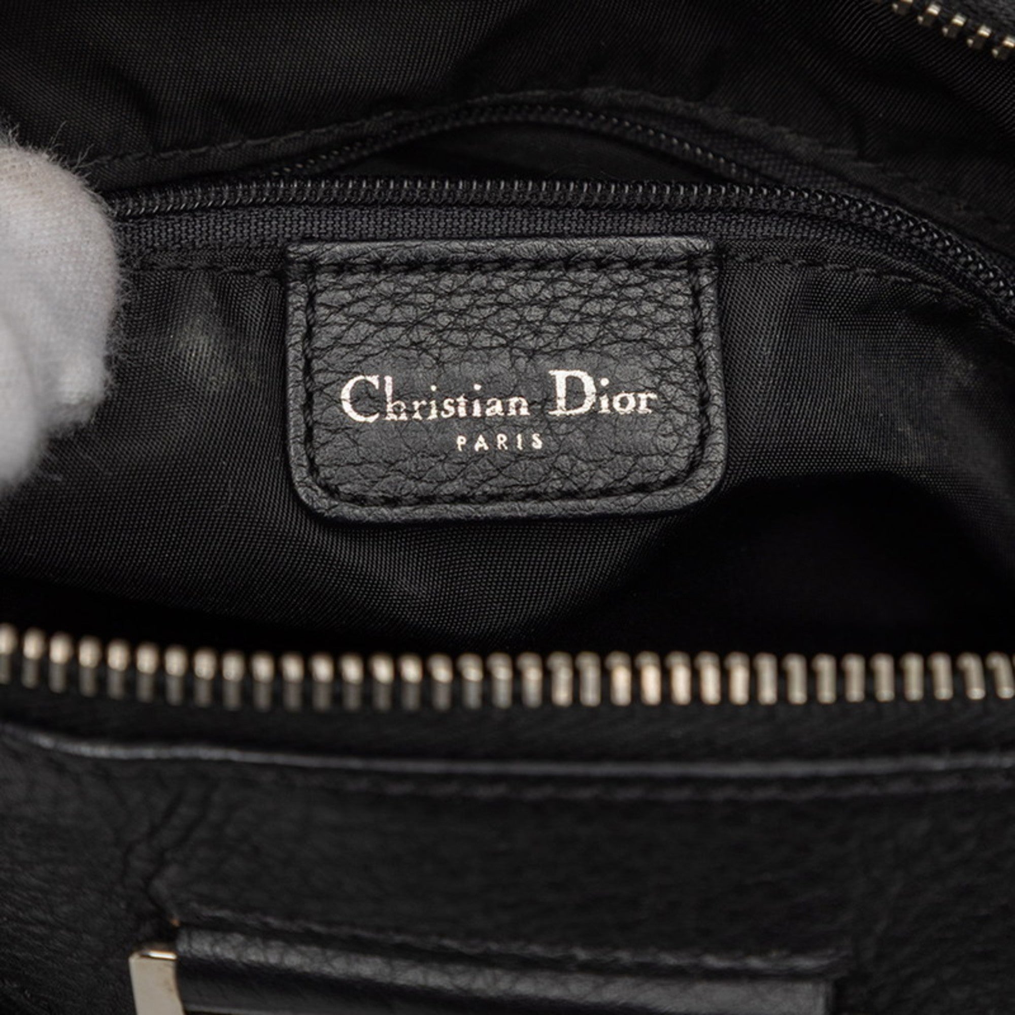 Christian Dior Black Trotter Canvas Leather Boston Bag Handbag (Pre-Owned)