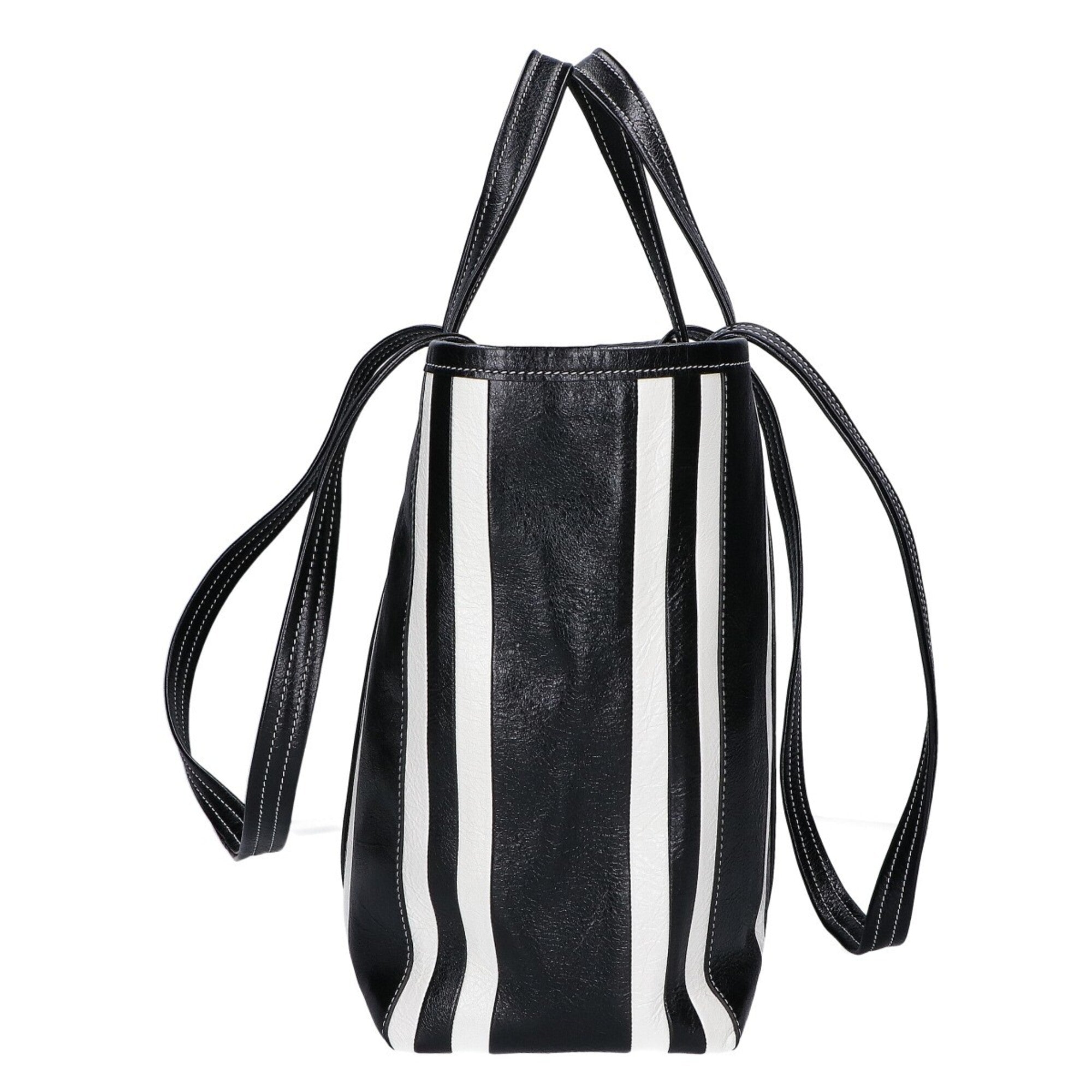 Balenciaga Black White Leather Tote Bag (Pre-Owned)