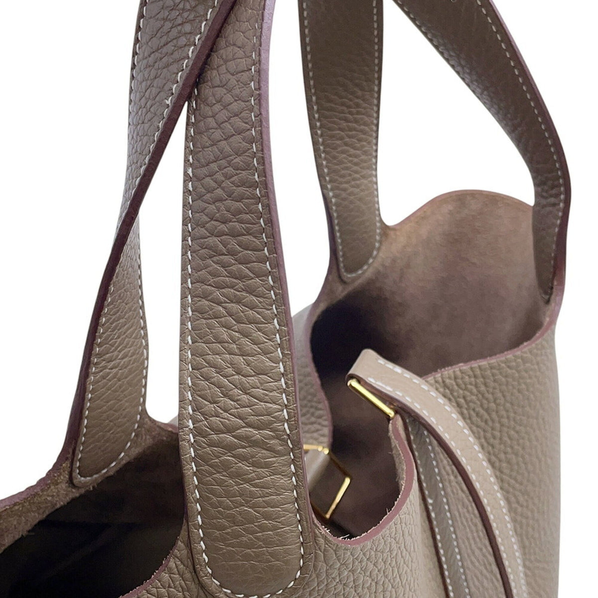 Hermes Etoupe Gray Taurillon Clemence Leather Handbag Tote Bag (Pre-Owned)