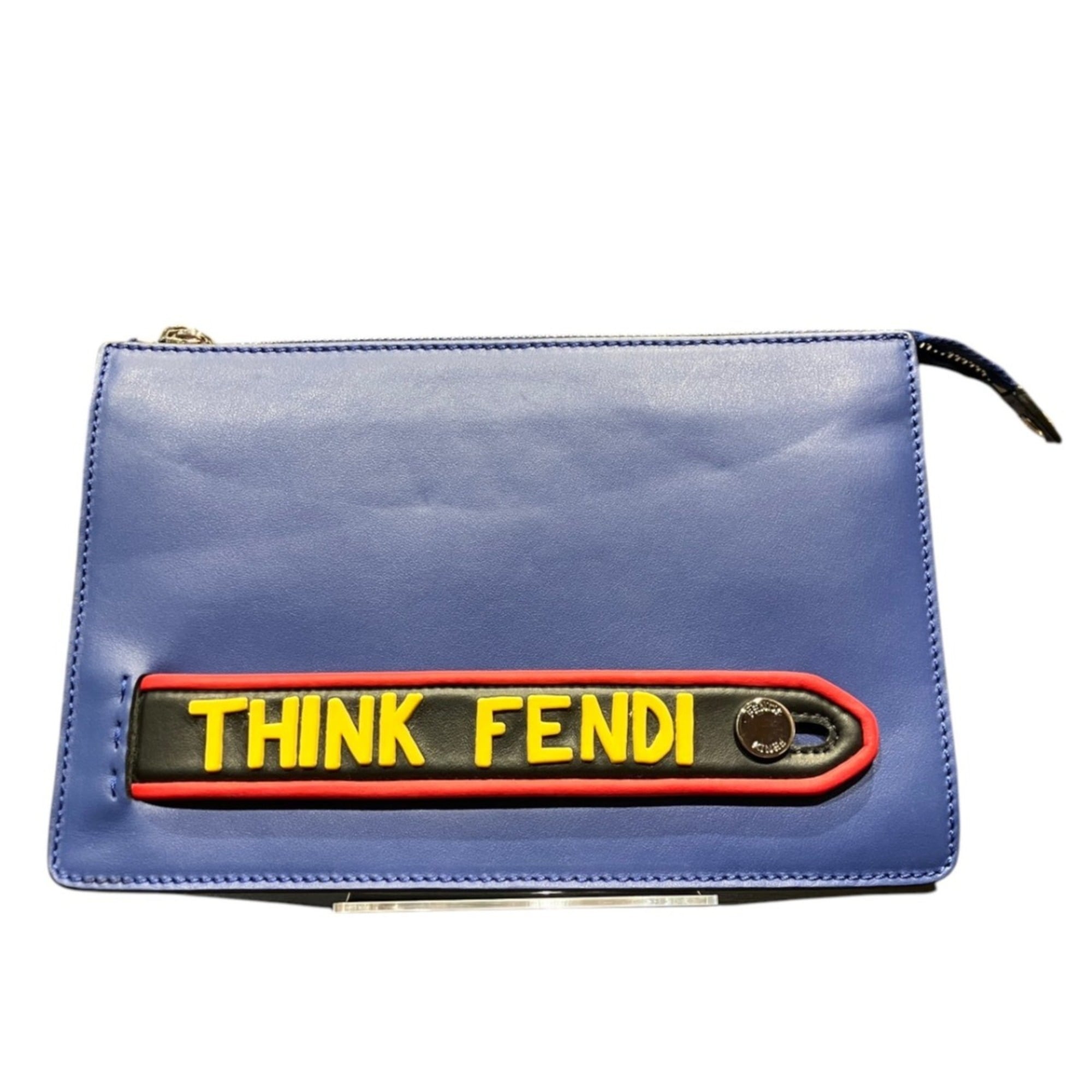 Fendi Blue Leather Clutch Bag Pochette (Pre-Owned)
