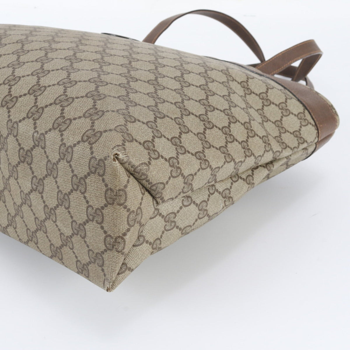 Gucci Brown Leather Coated Canvas Shoulder Bag Tote Bag (Pre-Owned)