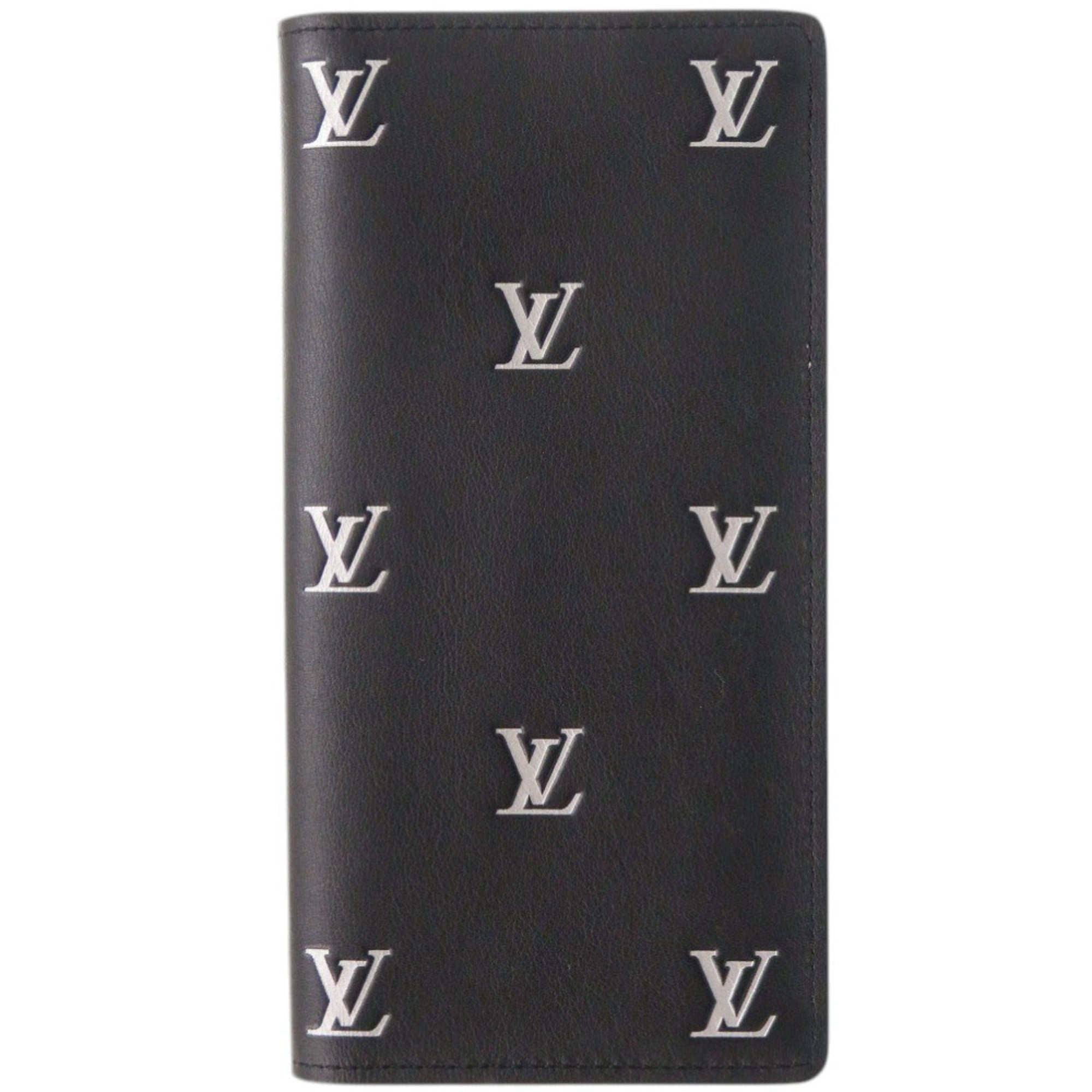 Louis Vuitton Black Leather Long Wallet (Bi-Fold) (Pre-Owned)