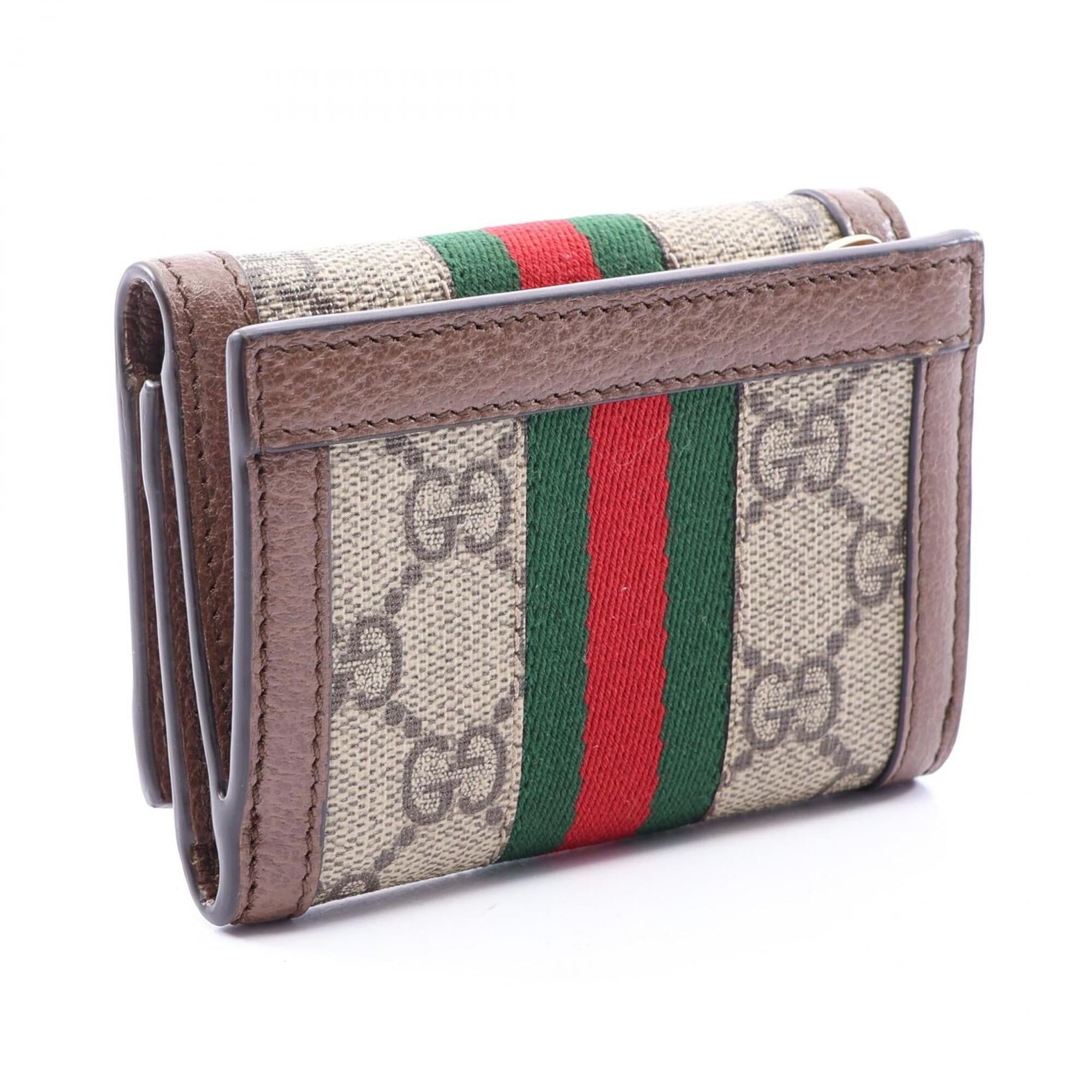 Gucci Beige Brown Multi-Color Leather Pvc Wallet (Tri-Fold) (Pre-Owned)