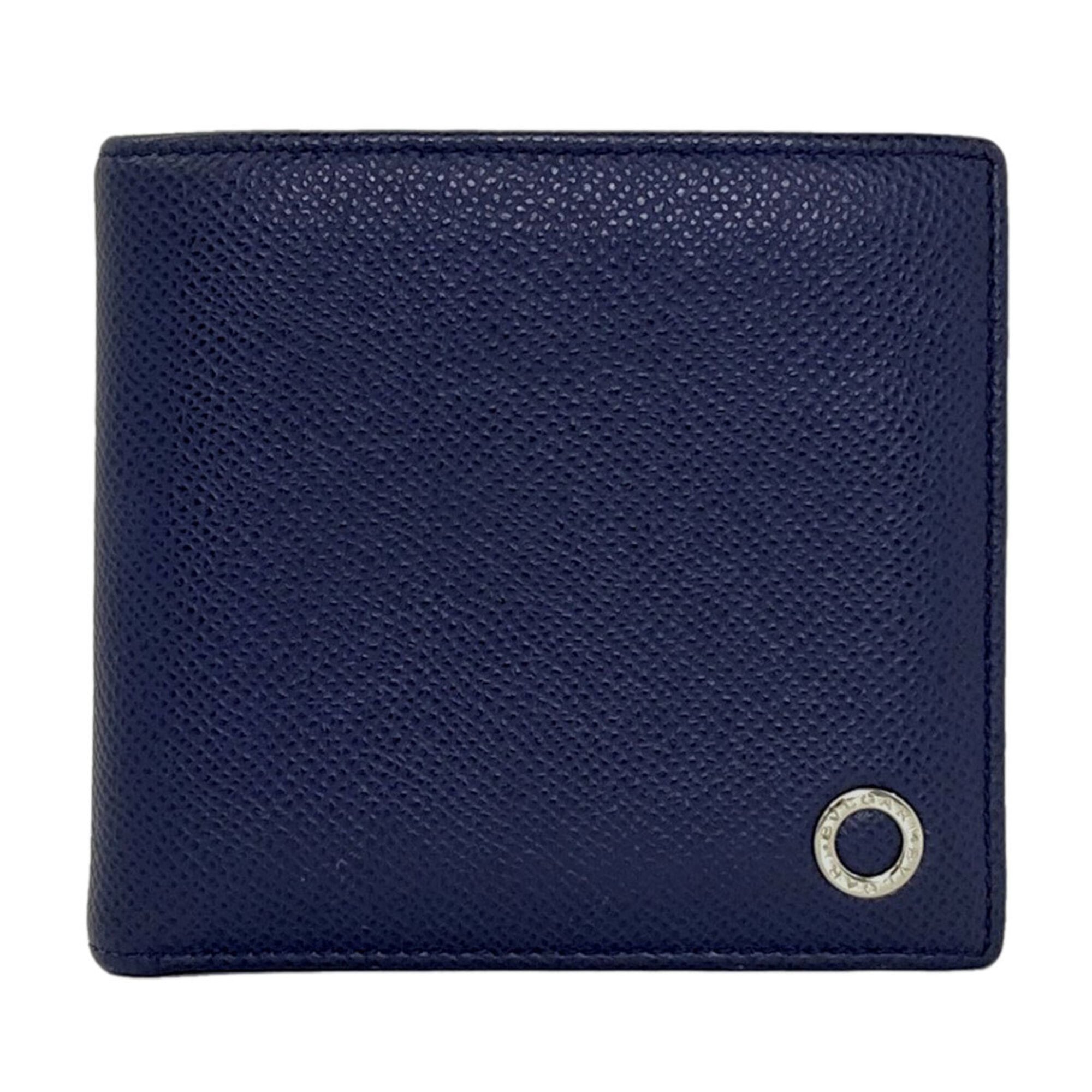 Bvlgari Navy Leather Wallet (Bi-Fold) (Pre-Owned)
