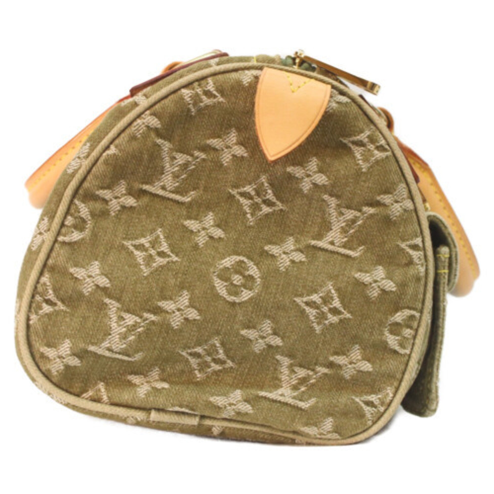 Louis Vuitton Khaki Monogram Denim Handbag (Pre-Owned)