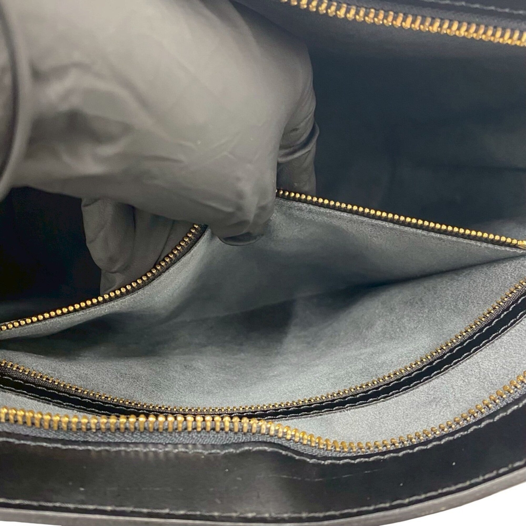 Louis Vuitton Black Leather Shoulder Bag Tote Bag (Pre-Owned)