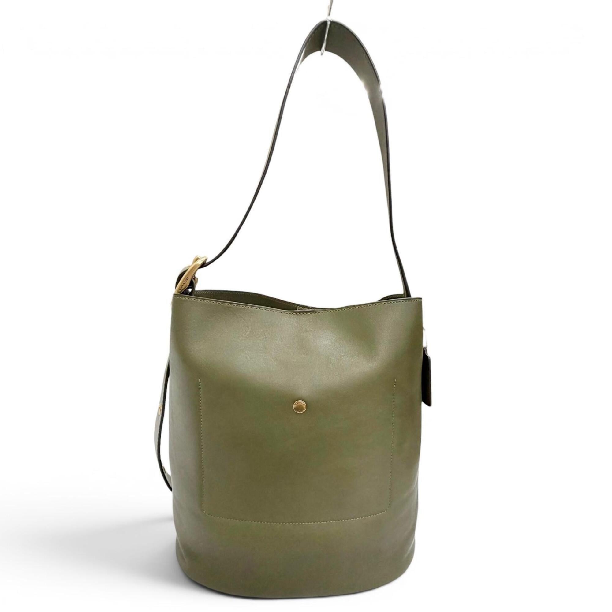 Coach Khaki Leather Pouch Shoulder Bag (Pre-Owned)