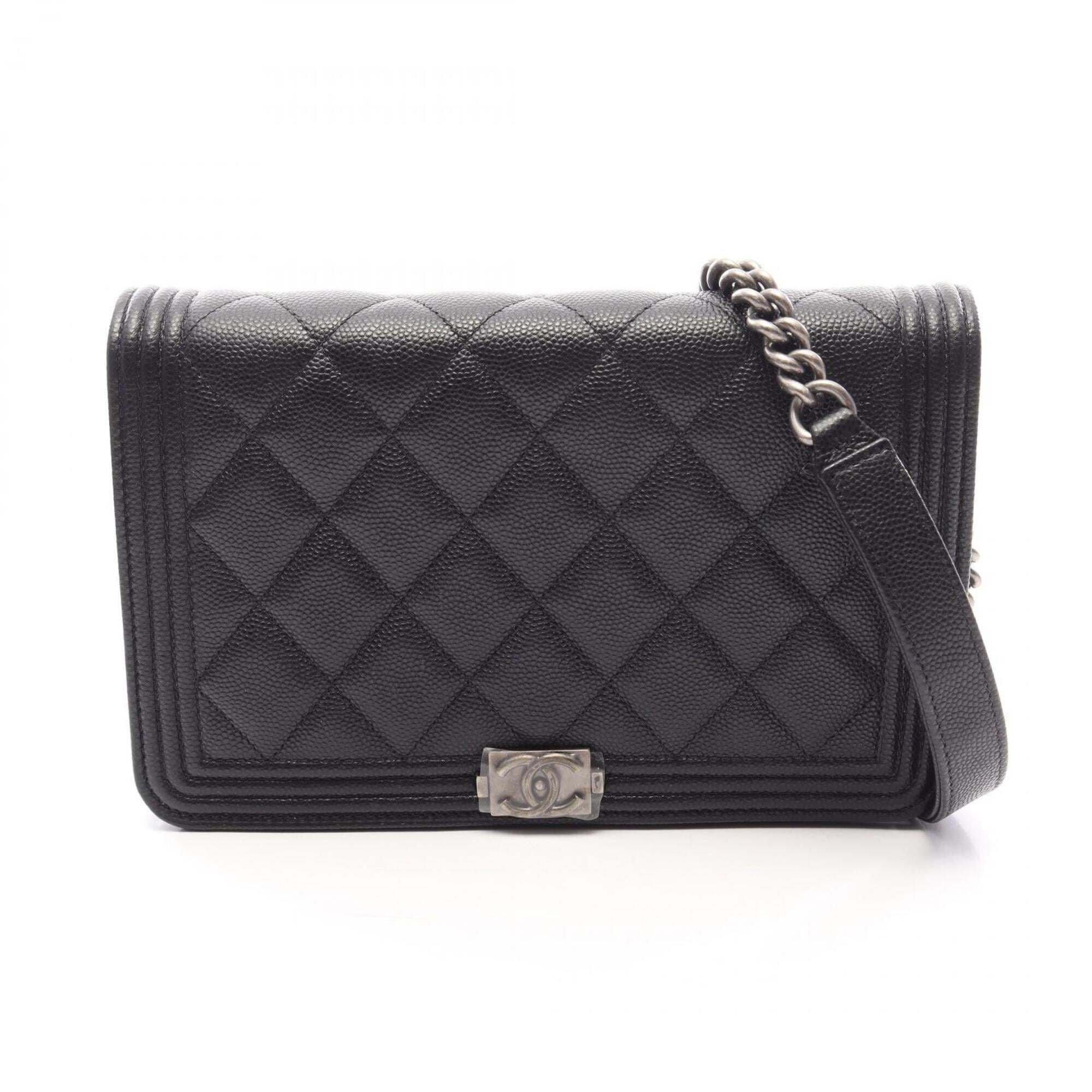Chanel Black Grained Calfskin Handbag Shoulder Bag (Pre-Owned)