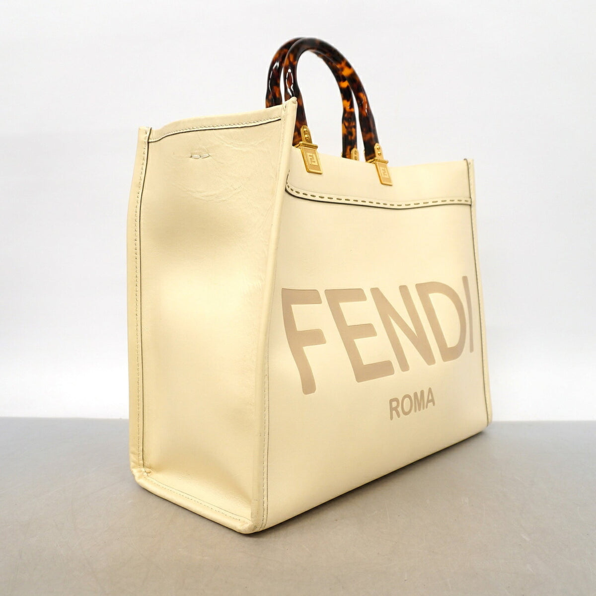 Fendi Ivory Leather Tote Bag (Pre-Owned)