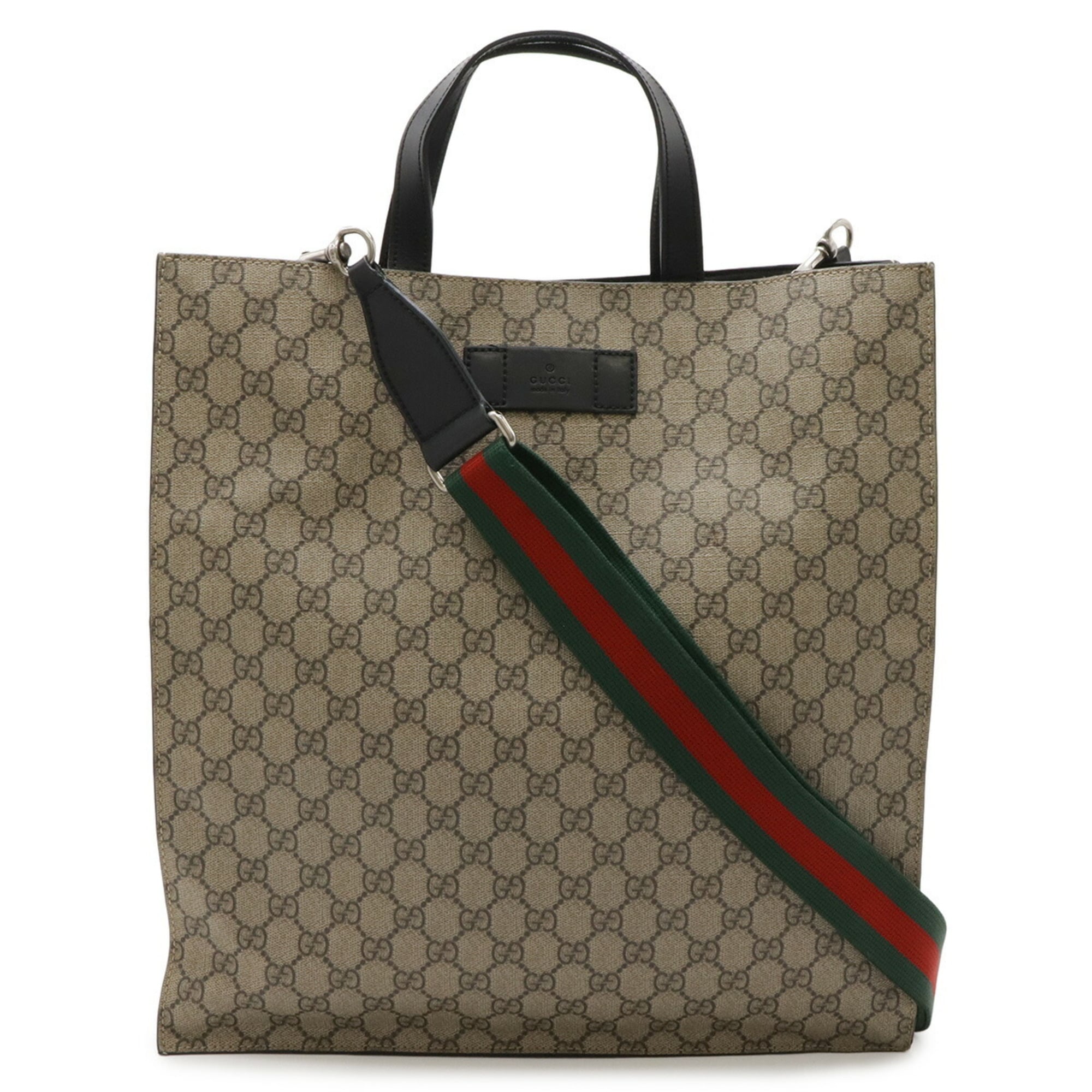 Gucci Beige Black Gg Supreme Shoulder Bag Tote Bag (Pre-Owned)