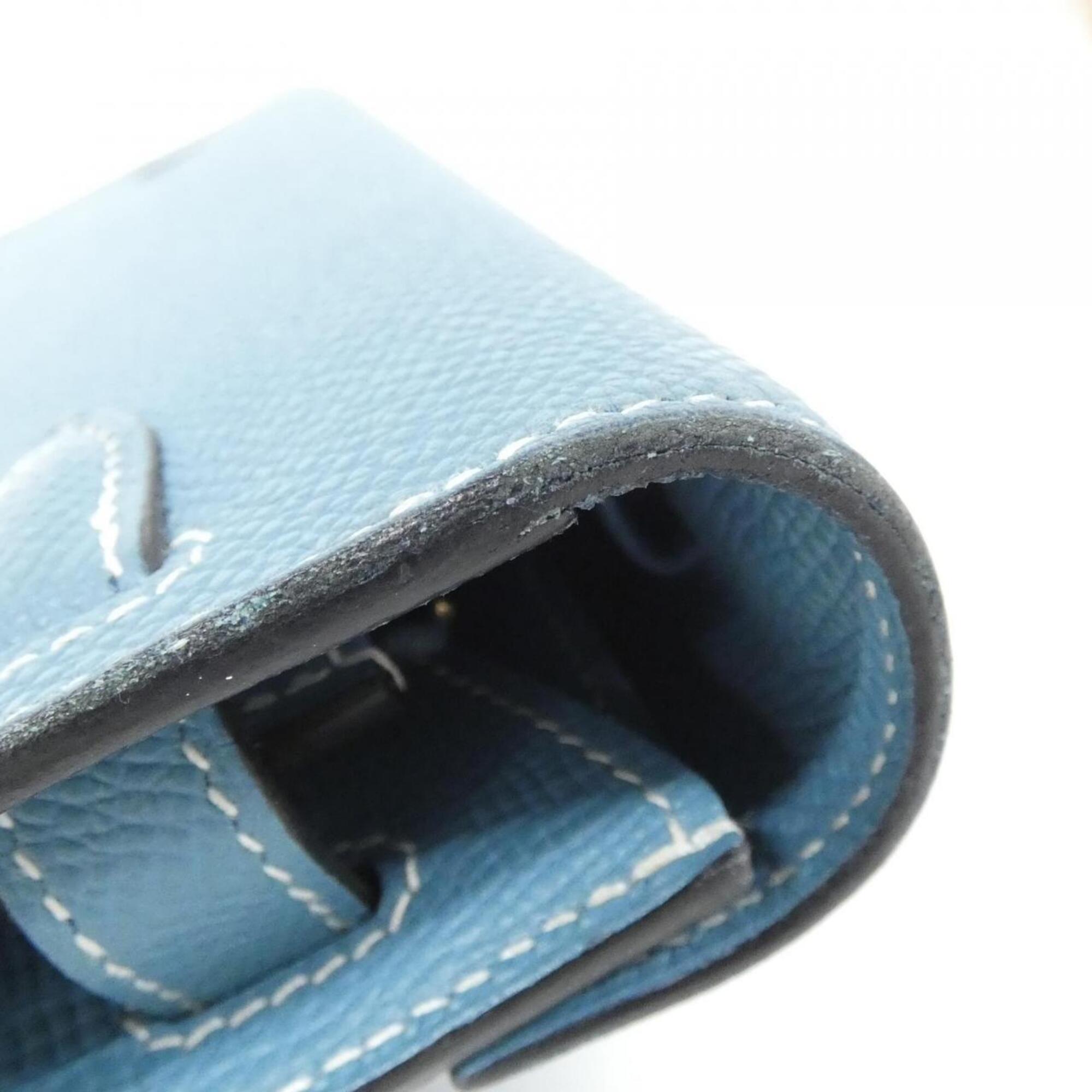 Hermes Blue Blue Jean Epsom Leather Chain/Shoulder Wallet (Pre-Owned)