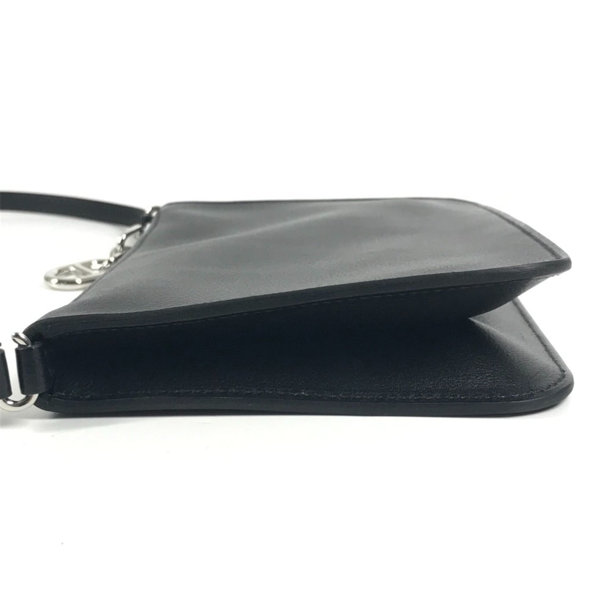 Hermes Black Leather Handbag Pouch Shoulder Bag (Pre-Owned)