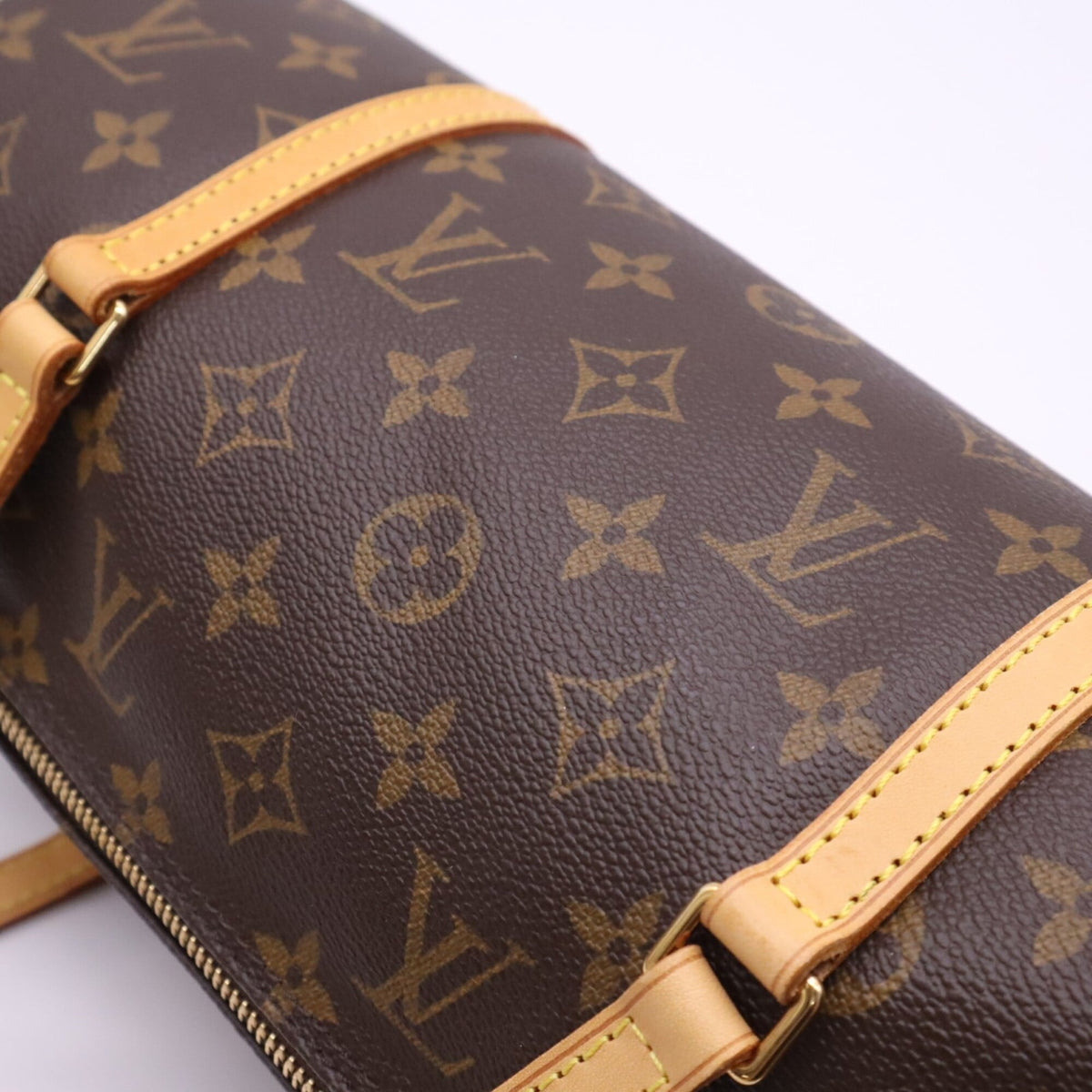 Louis Vuitton Monogram Beige Brown Coated Canvas Leather Handbag (Pre-Owned)