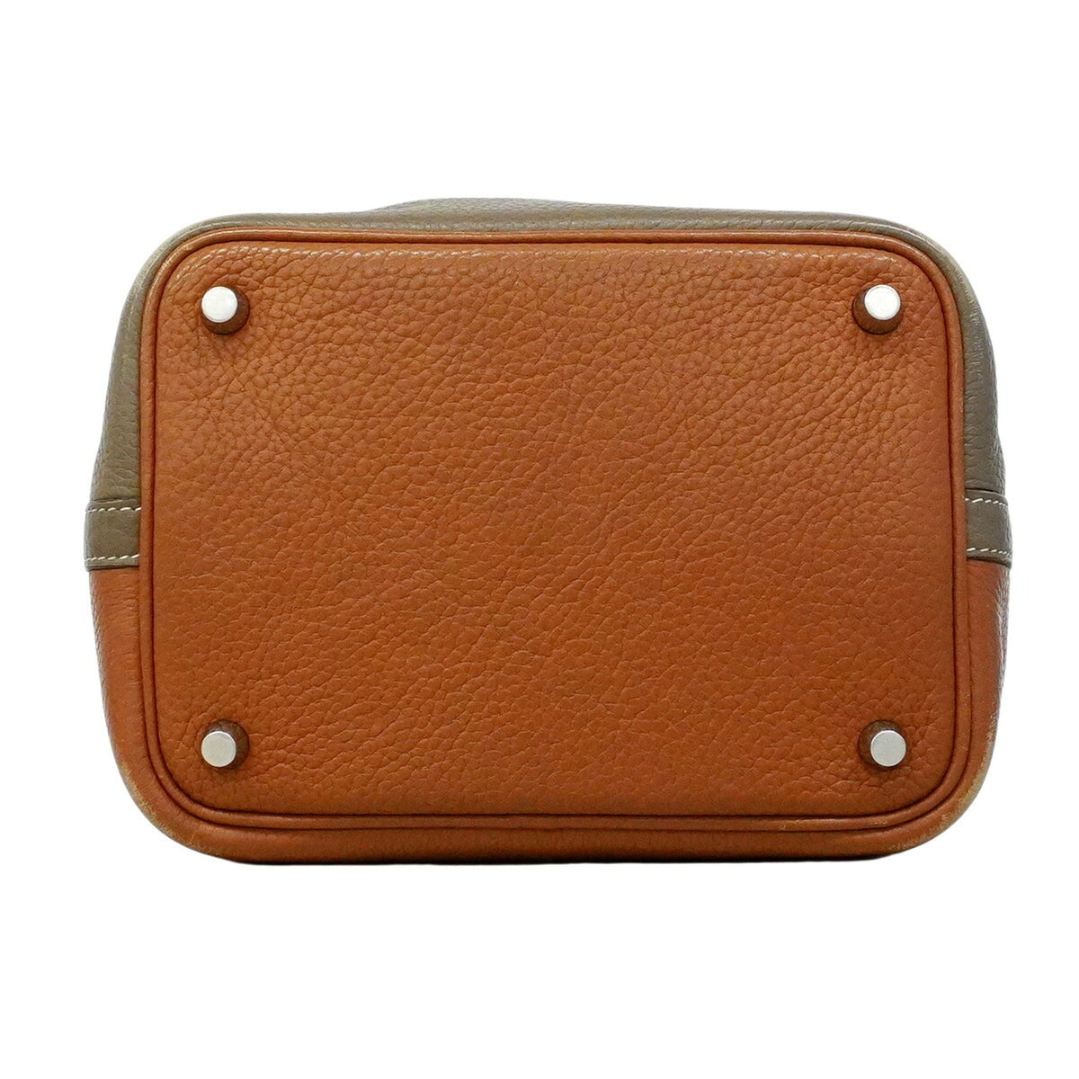Hermes Etoupe Gray Gold Taurillon Clemence Leather Handbag (Pre-Owned)