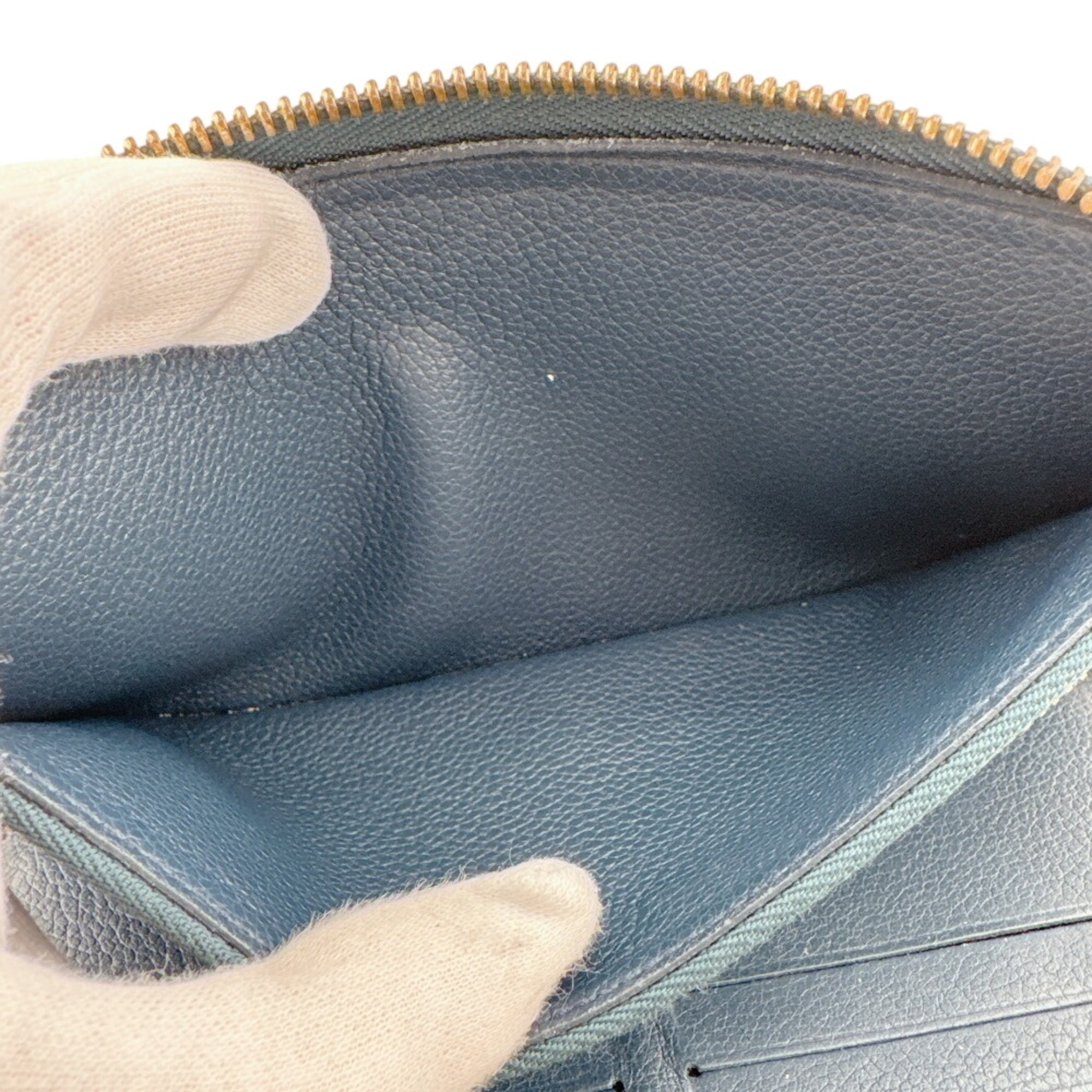 Louis Vuitton Navy Leather Long Wallet (Bi-Fold) (Pre-Owned)