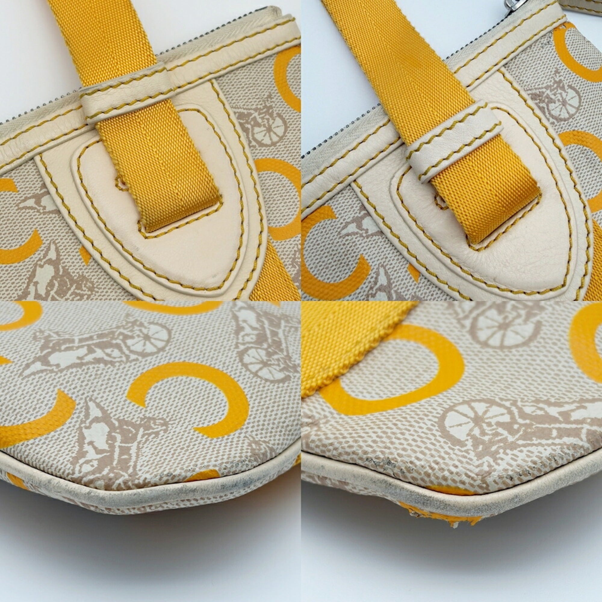 Celine Beige Yellow Canvas Pvc Leather Pochette Shoulder Bag (Pre-Owned)