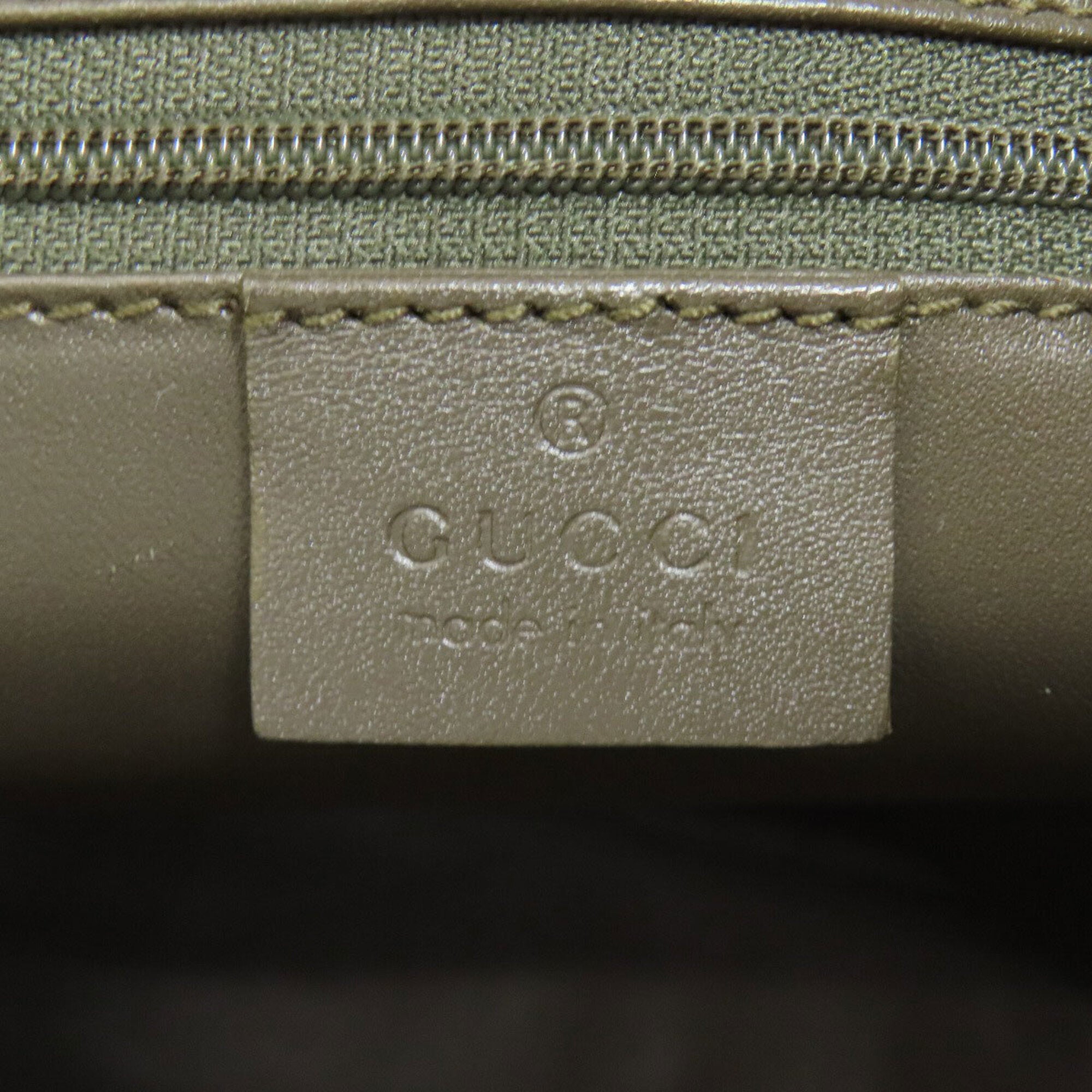 Gucci Khaki Brown Nylon Leather Tote Bag (Pre-Owned)