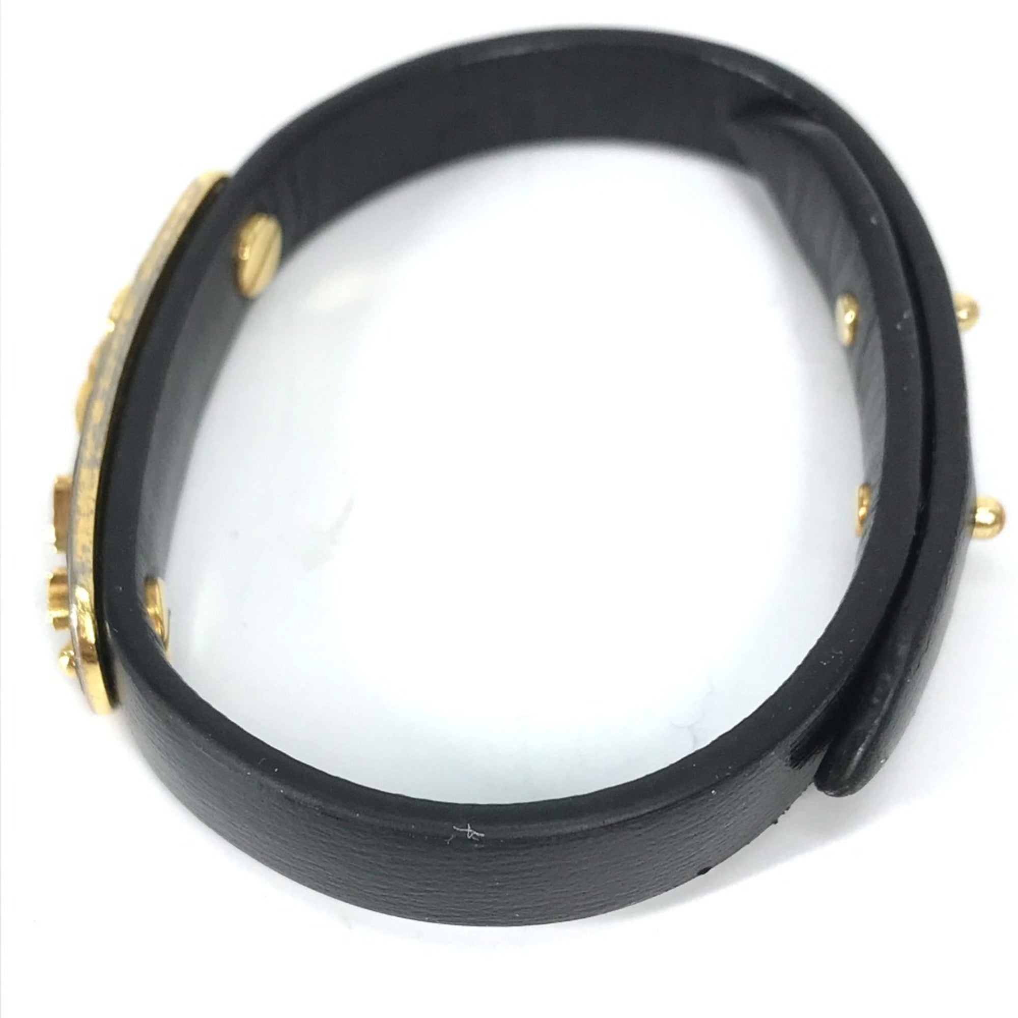 Louis Vuitton Monogram Black Monogram Leather Monogram Bangle (Pre-Owned)