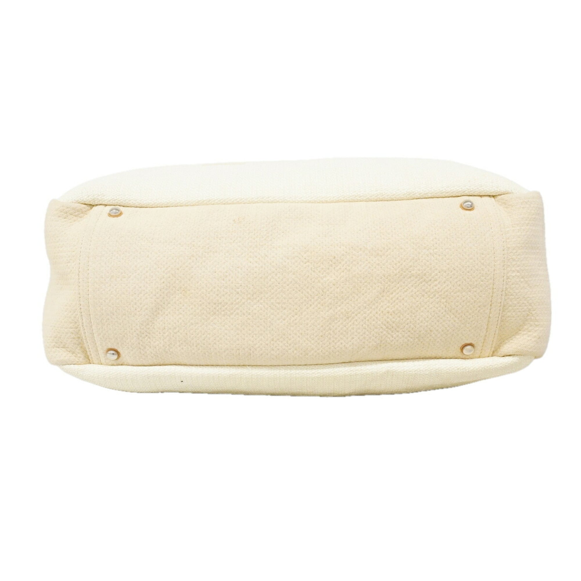 Chanel Beige Ivory Canvas Handbag (Pre-Owned)
